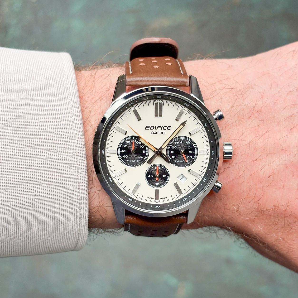EDIFICE EFR-575L-7AEF zegarek srebrny sportowy Edifice pasek