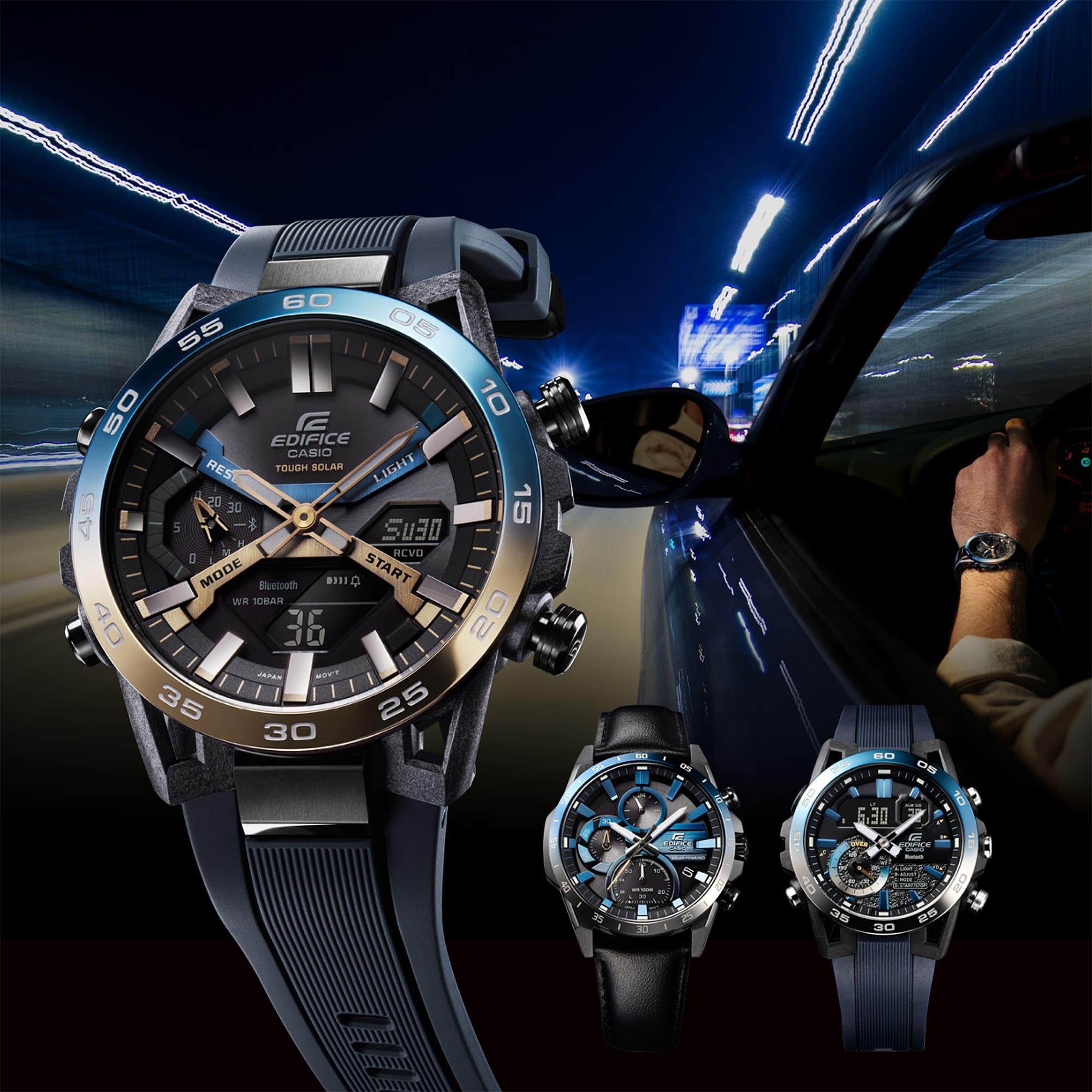 EDIFICE EQS-940NL-1AVUEF zegarek czarny sportowy EDIFICE Premium pasek