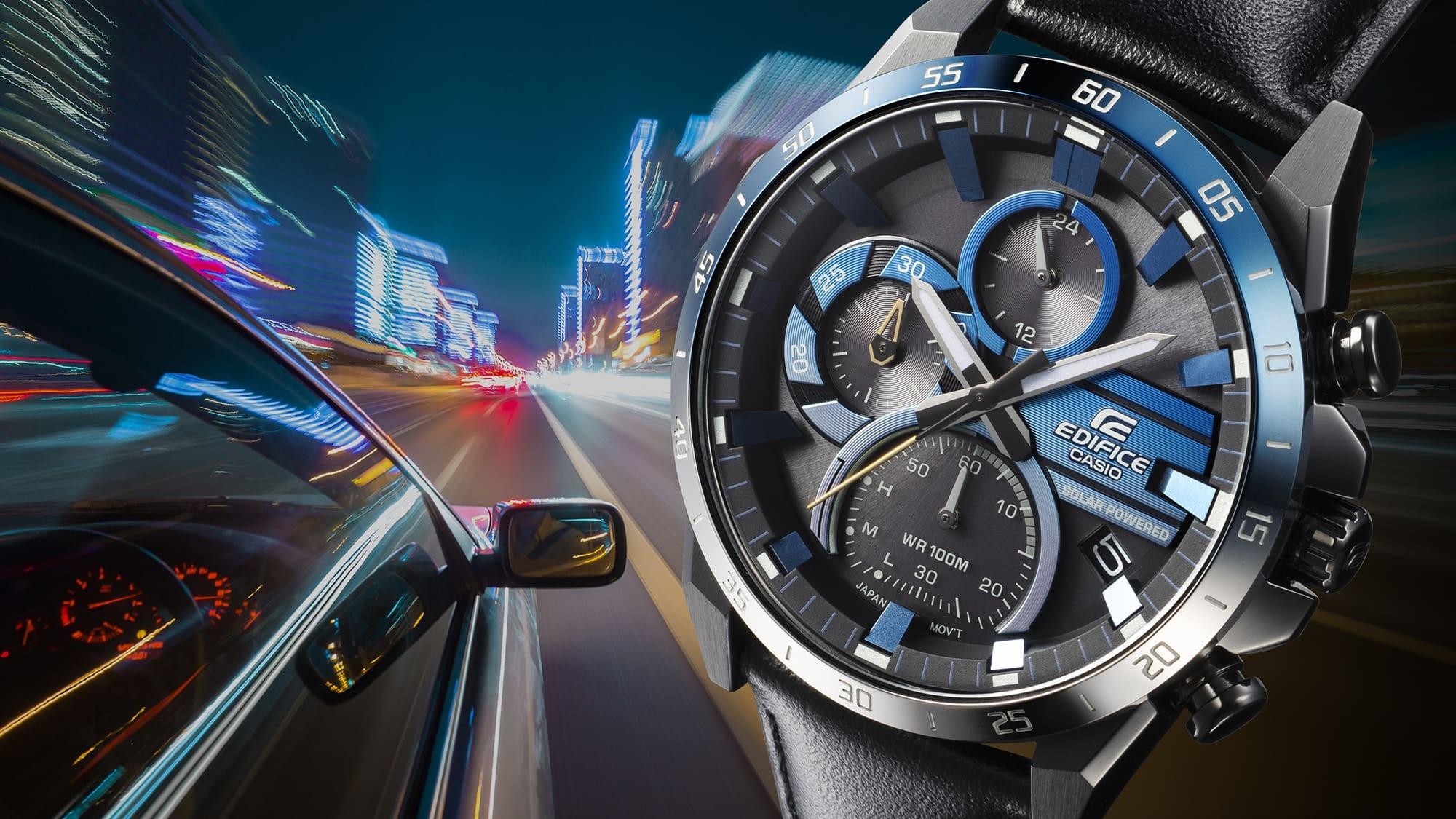 EDIFICE EQS-940NL-1AVUEF zegarek czarny sportowy EDIFICE Premium pasek