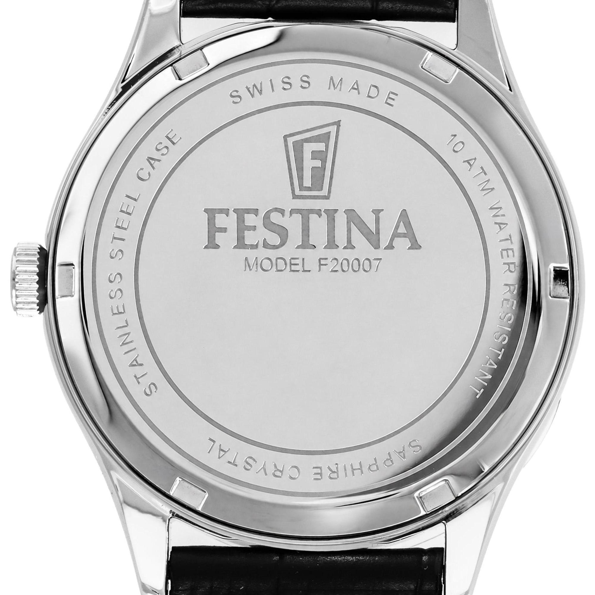 Festina F20007-1 zegarek srebrny klasyczny Classic pasek - miniatura 3