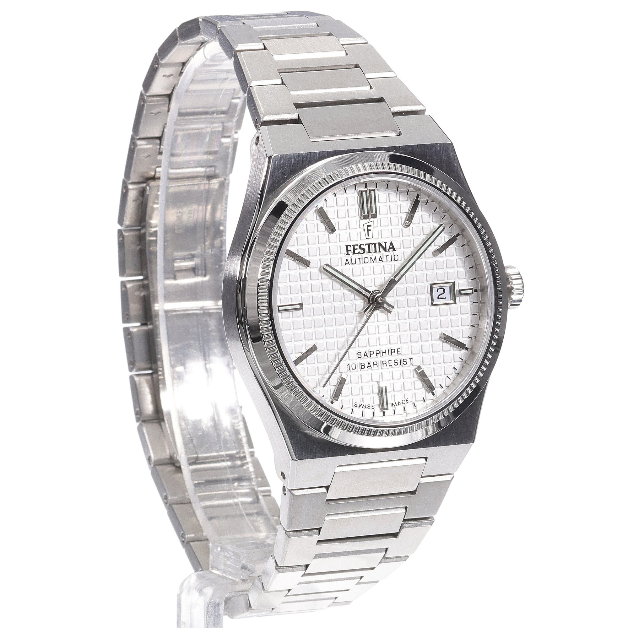 Festina F20028-1 zegarek srebrny elegancki Swiss Made bransoleta