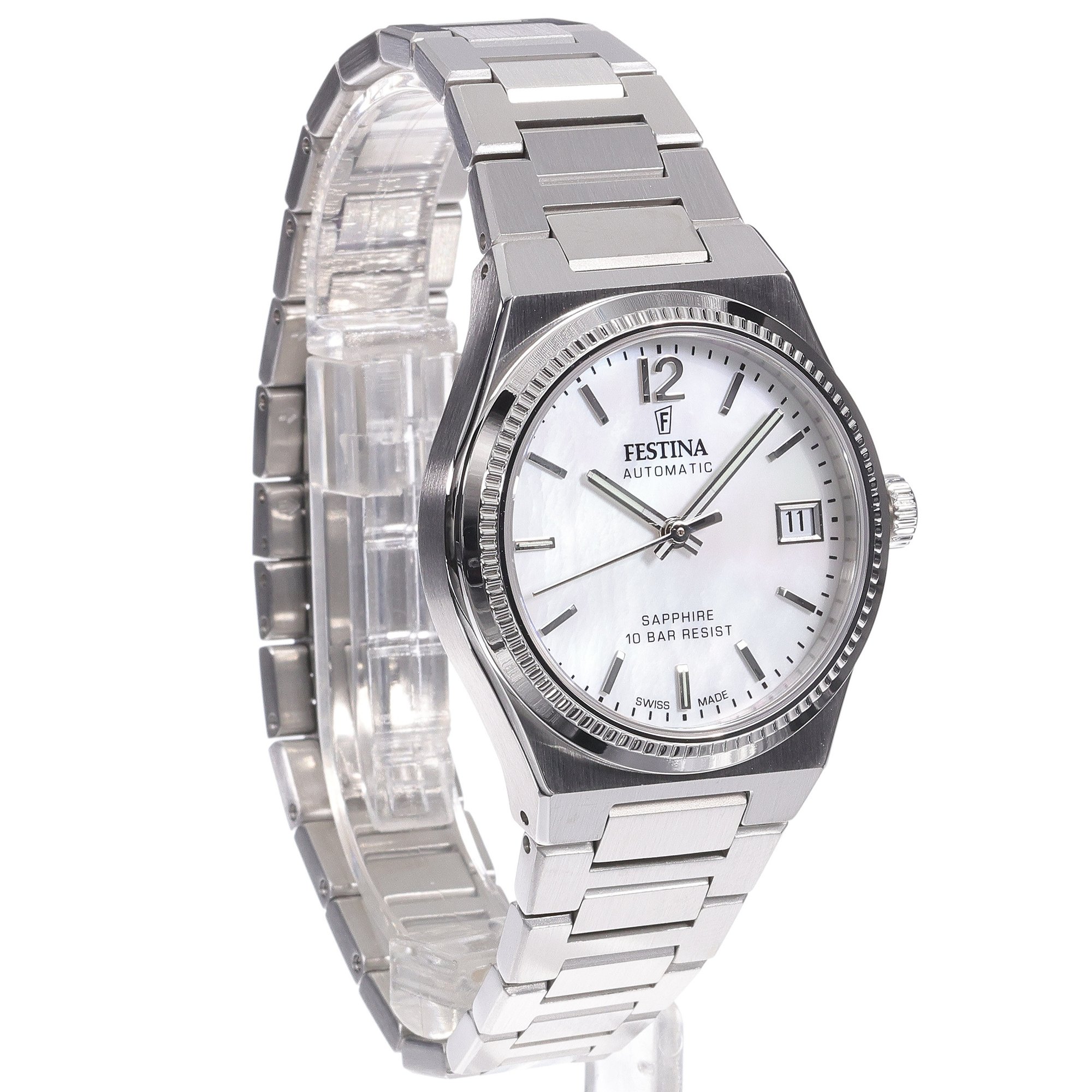 Festina F20029-1 zegarek srebrny elegancki Swiss Made bransoleta