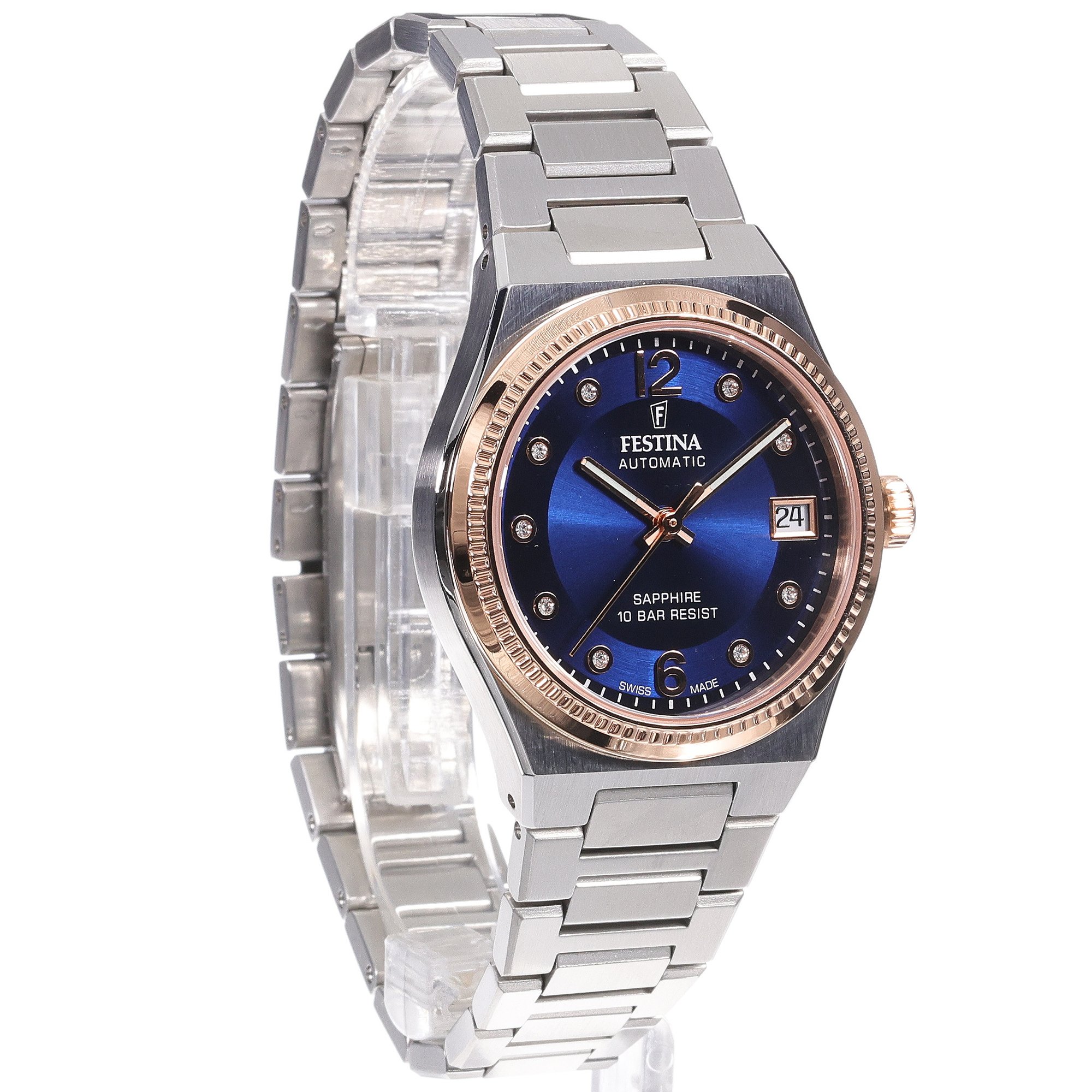 Festina F20031-2 zegarek srebrny elegancki Swiss Made bransoleta - miniatura 3