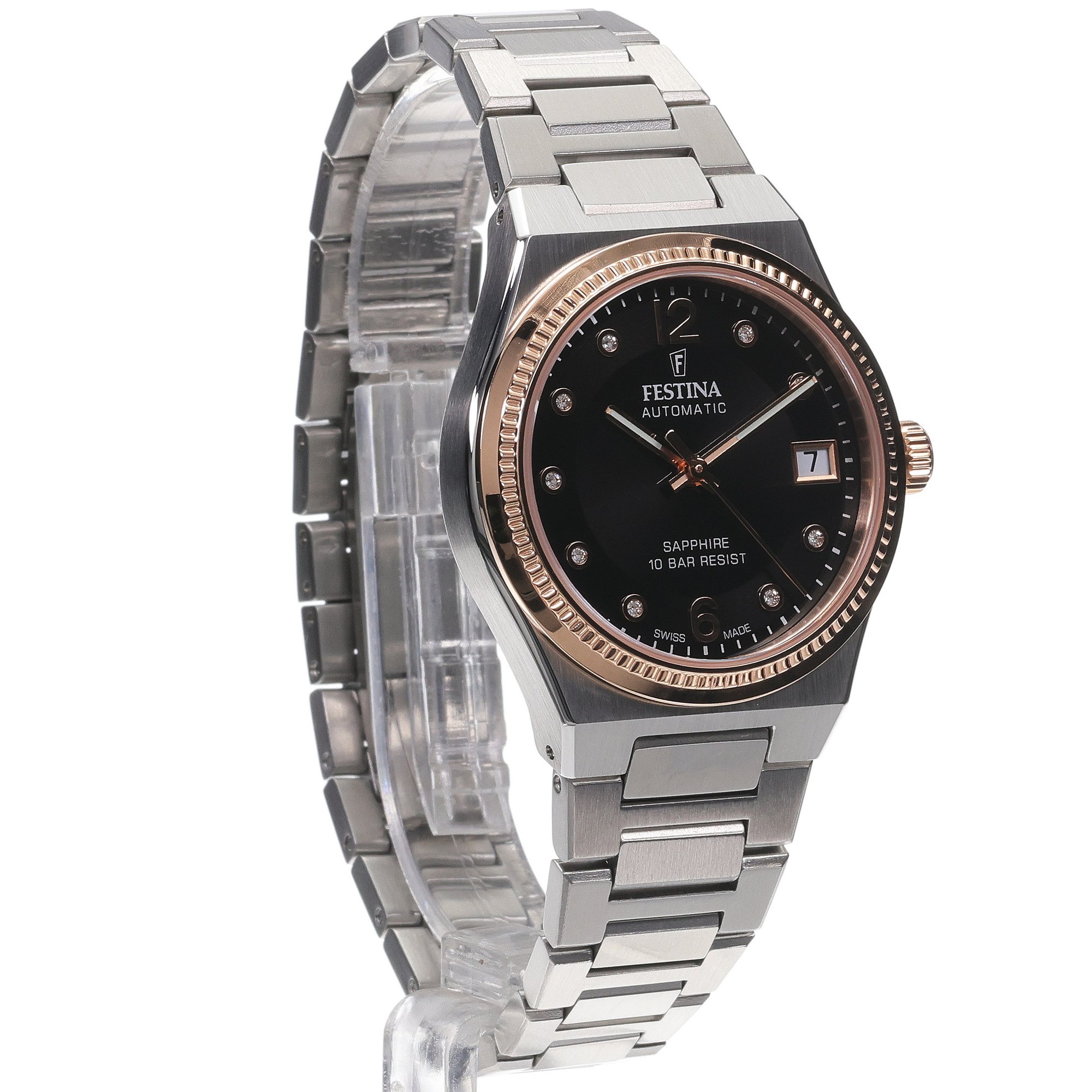 Festina F20031-3 zegarek srebrny elegancki Swiss Made bransoleta