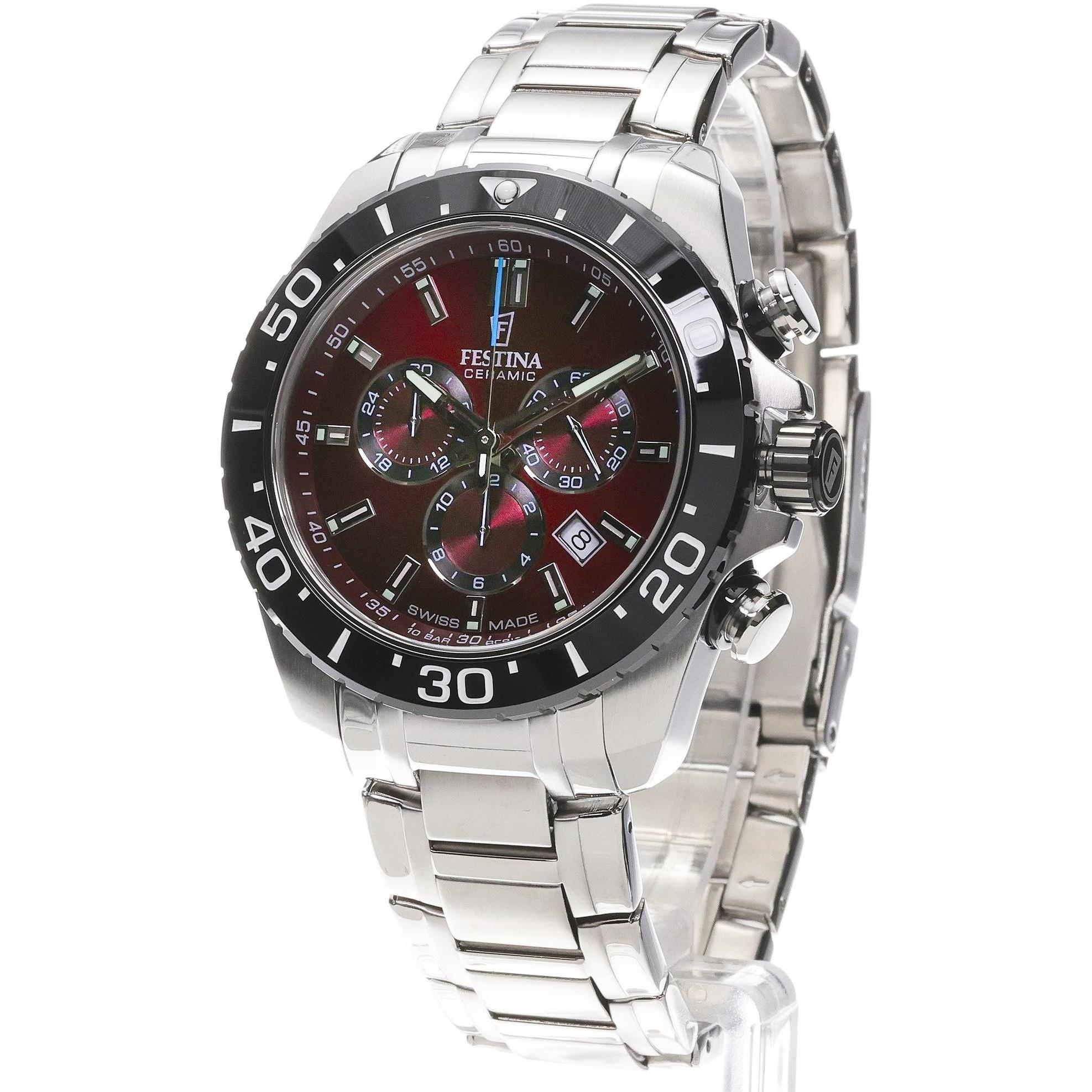 Festina F20042-5 Chronograph Diver Ceramic Chronograf sportowy zegarek srebrny - miniatura 2