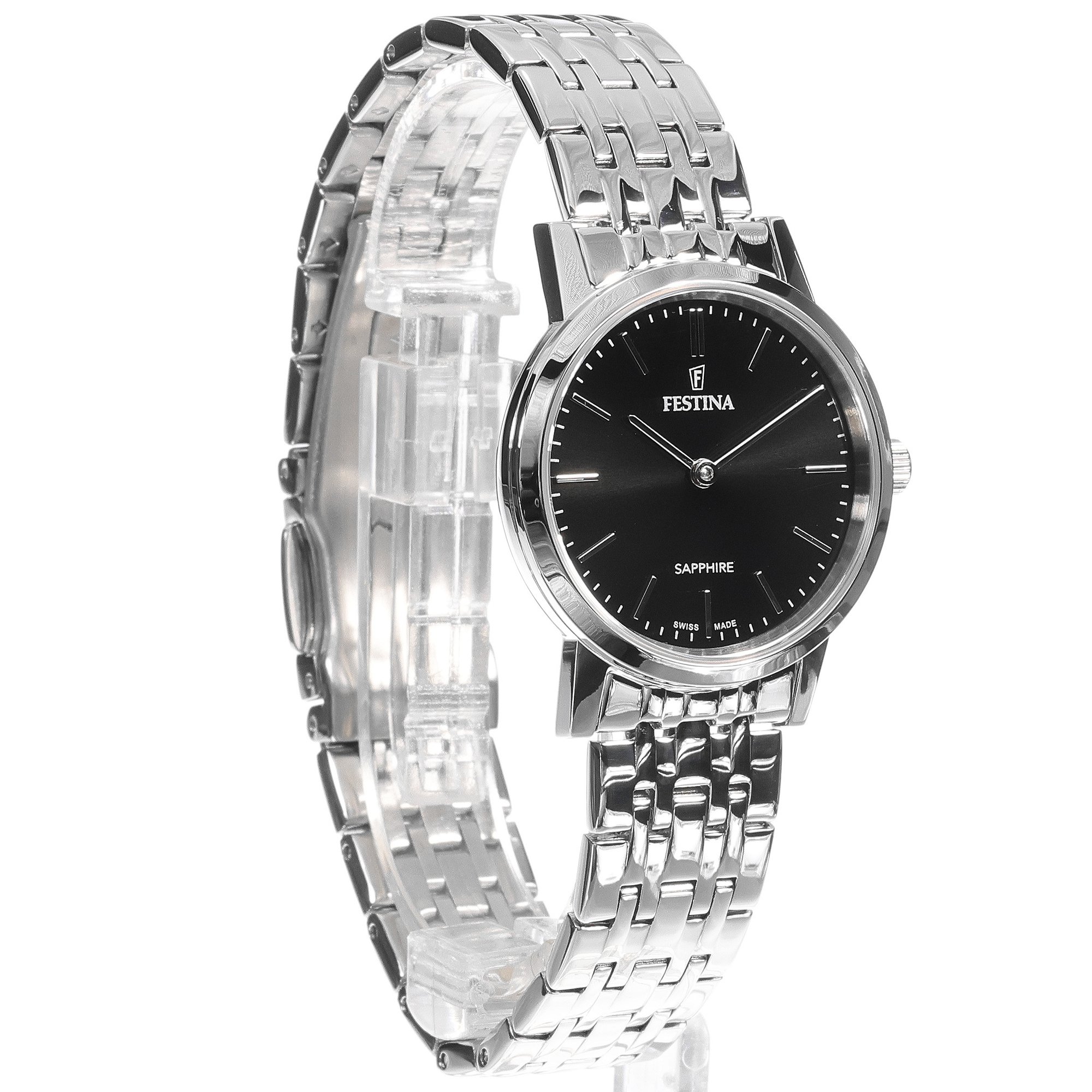 Festina F20047-4 zegarek srebrny klasyczny Swiss Made bransoleta