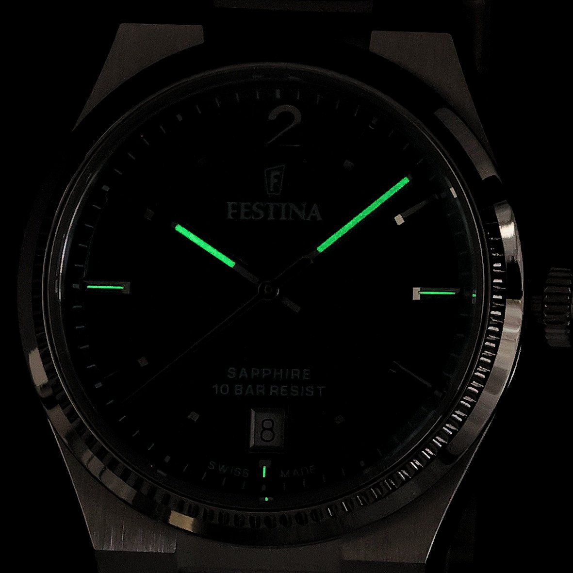 Festina F20052-6 zegarek srebrny klasyczny Swiss Made bransoleta