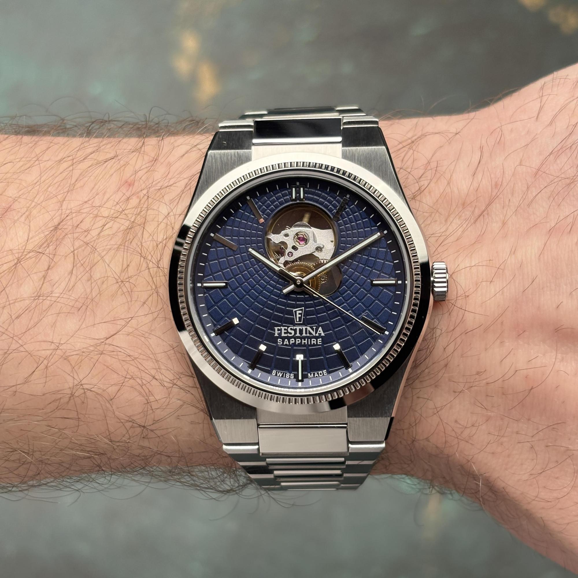Festina F20053-2 Rive Swiss Made Automatic Swiss Made klasyczny zegarek srebrny - miniatura 9