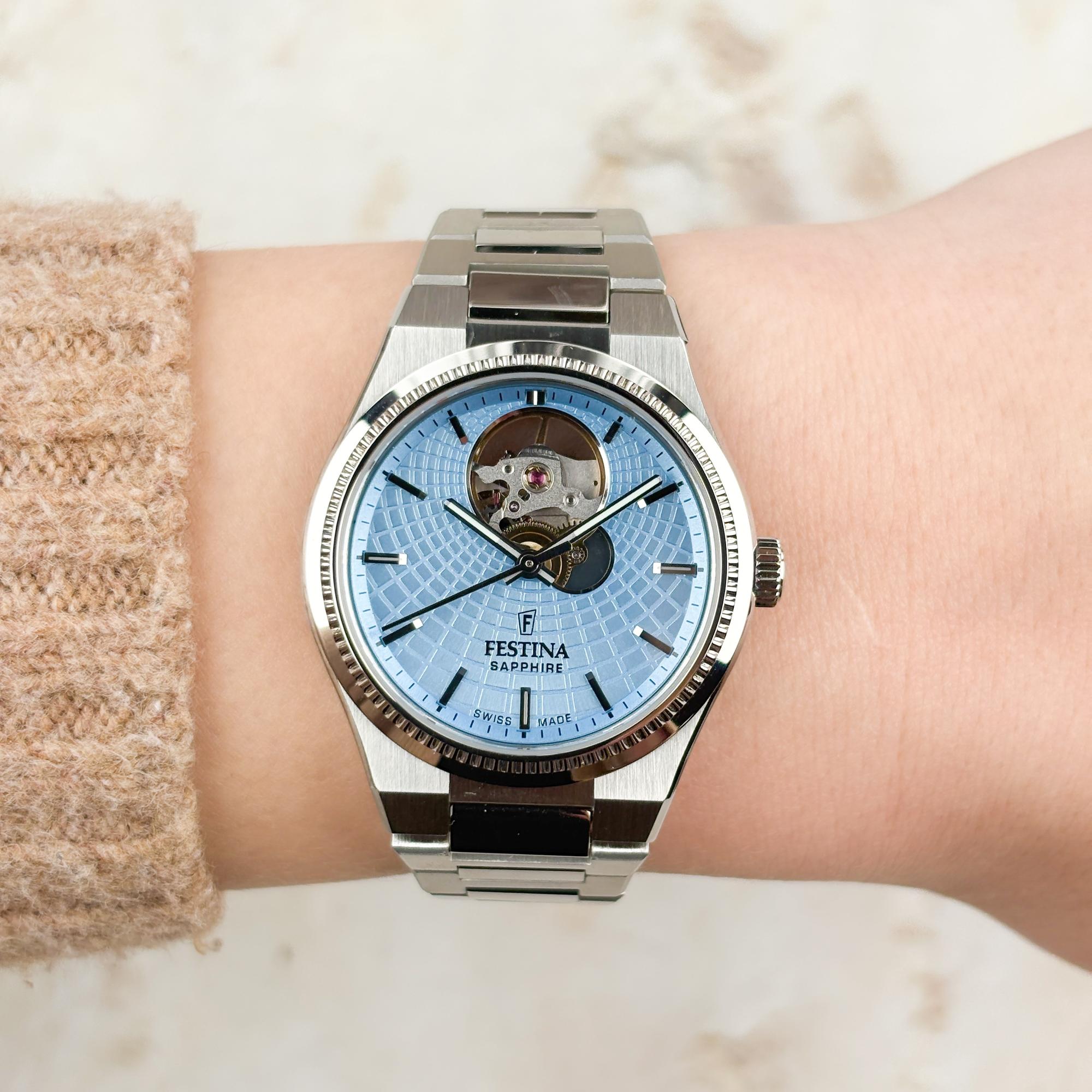 Festina F20054-4 Rive Automatic Swiss Made Automatic klasyczny zegarek srebrny