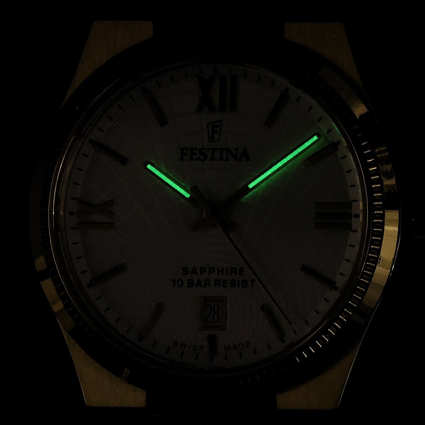 Festina F20057-1 zegarek złoty klasyczny Swiss Made bransoleta