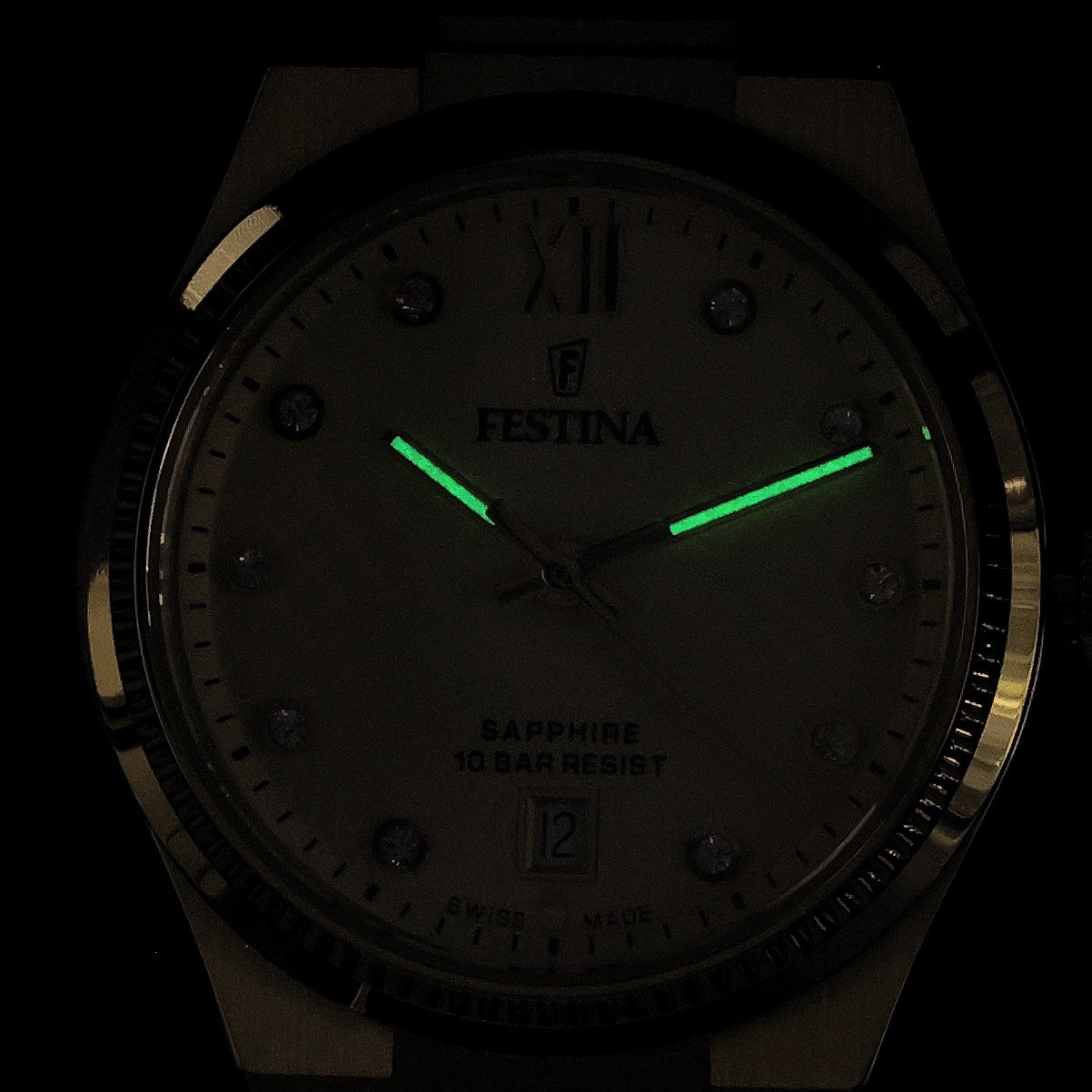 Festina F20058-2 zegarek złoty klasyczny Swiss Made bransoleta - miniatura 5