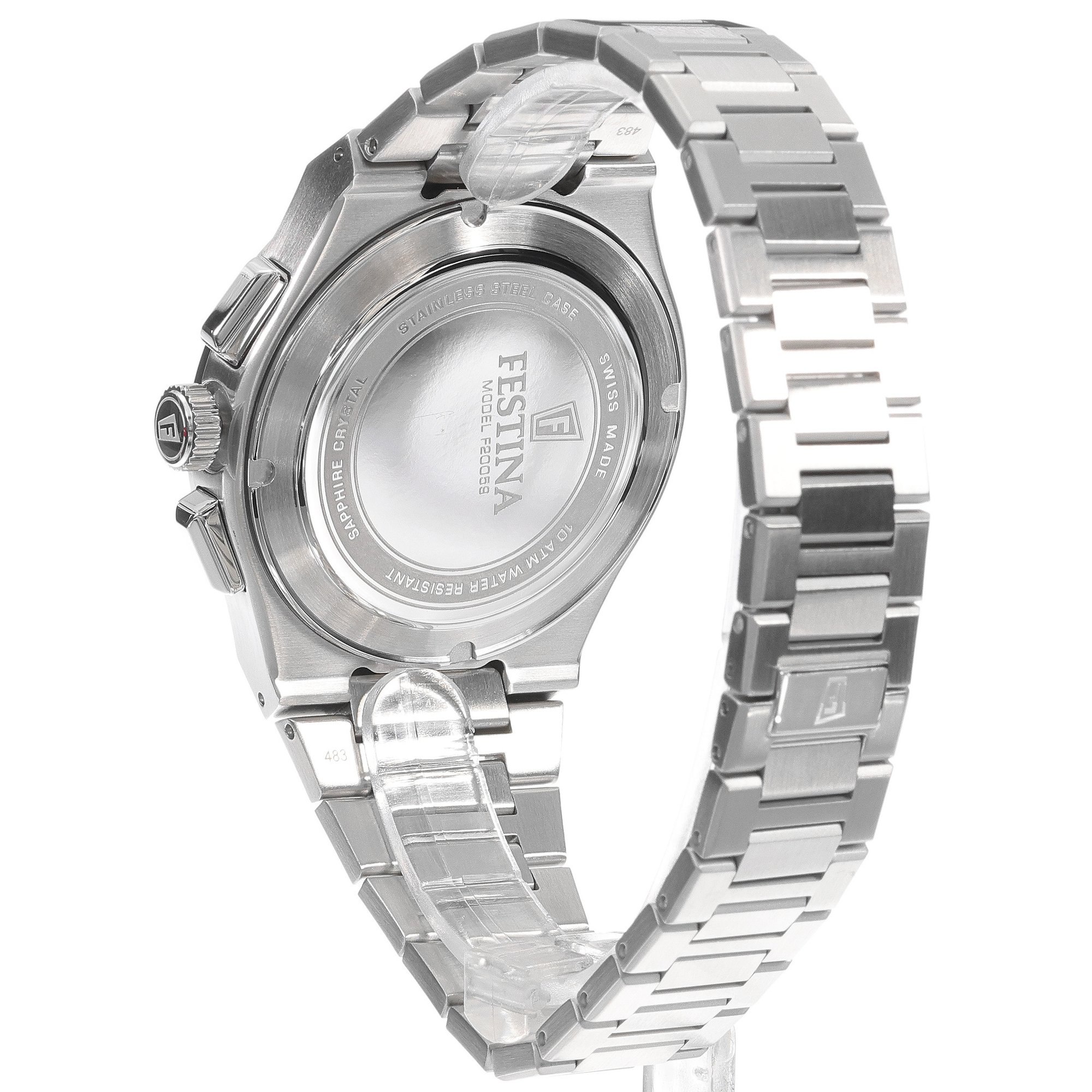 Festina F20059-1 zegarek srebrny klasyczny Swiss Made bransoleta