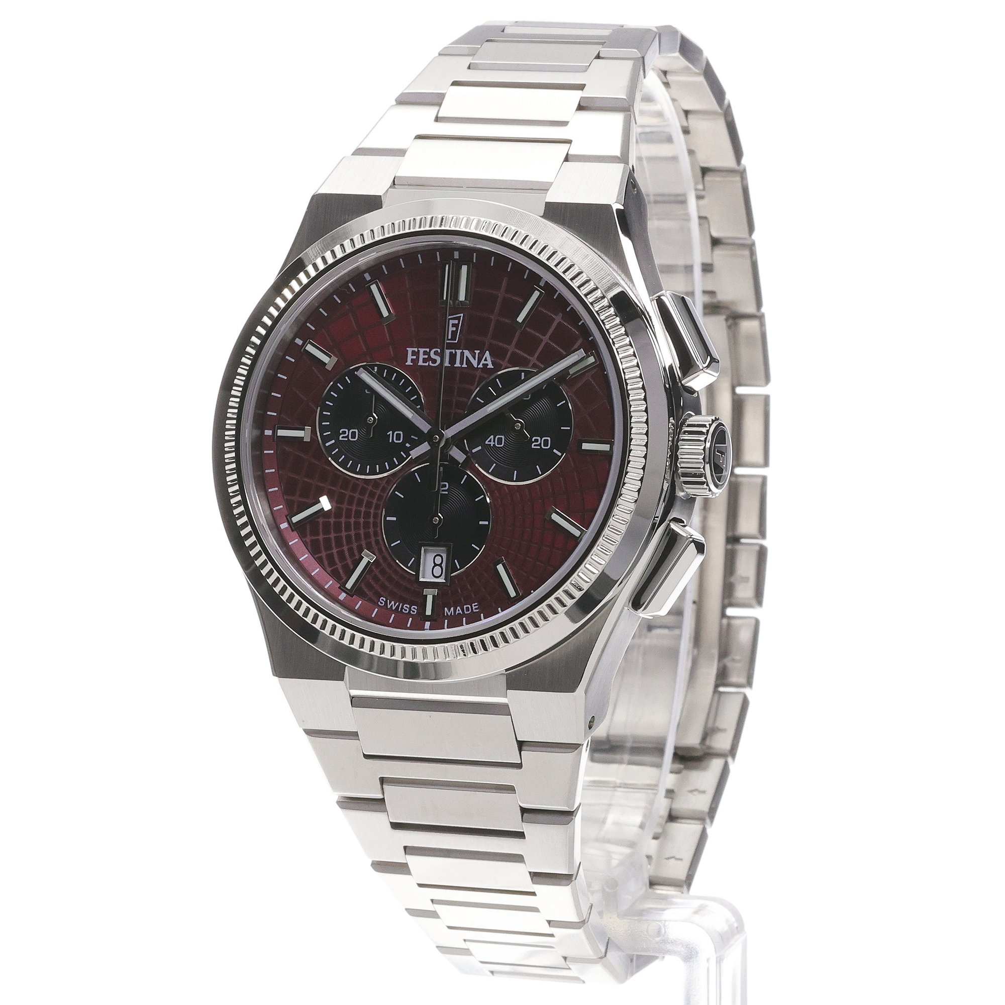 Festina F20059-5 zegarek srebrny klasyczny Swiss Made bransoleta