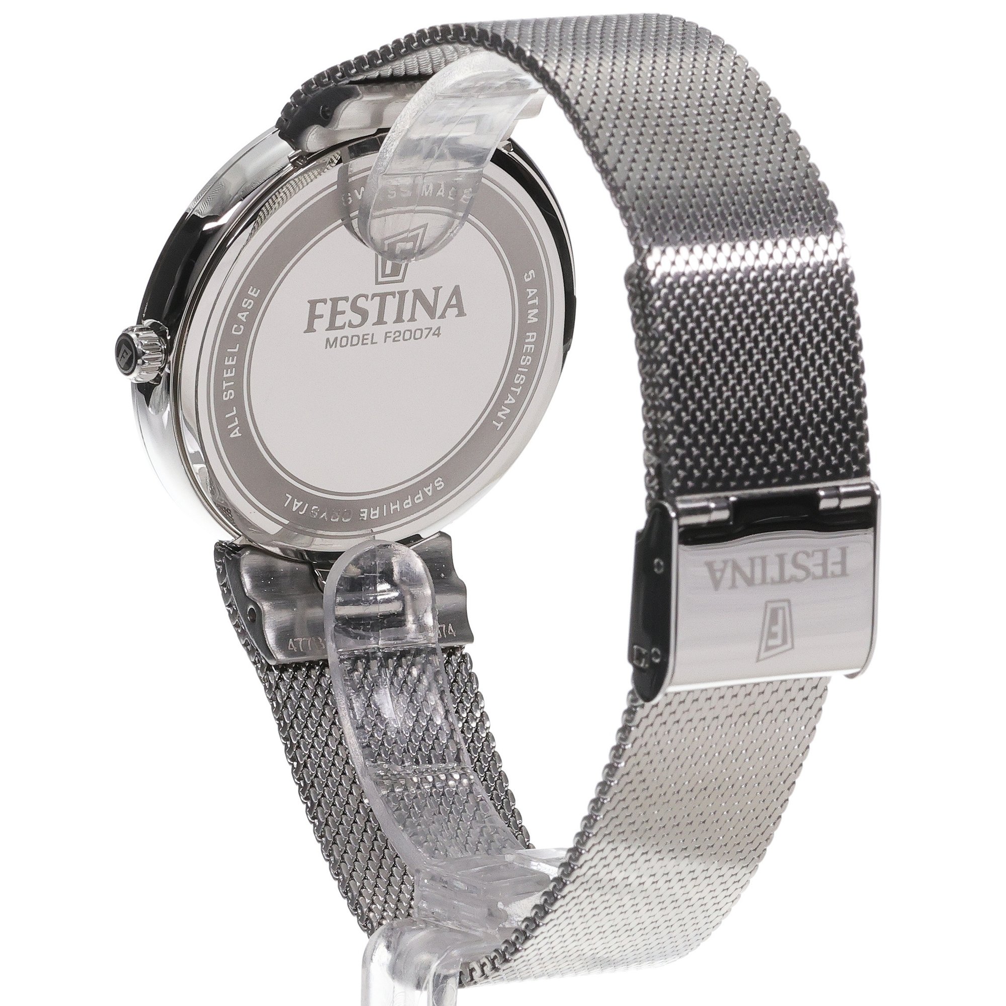 Festina F20074-1 zegarek srebrny Swiss Made bransoleta