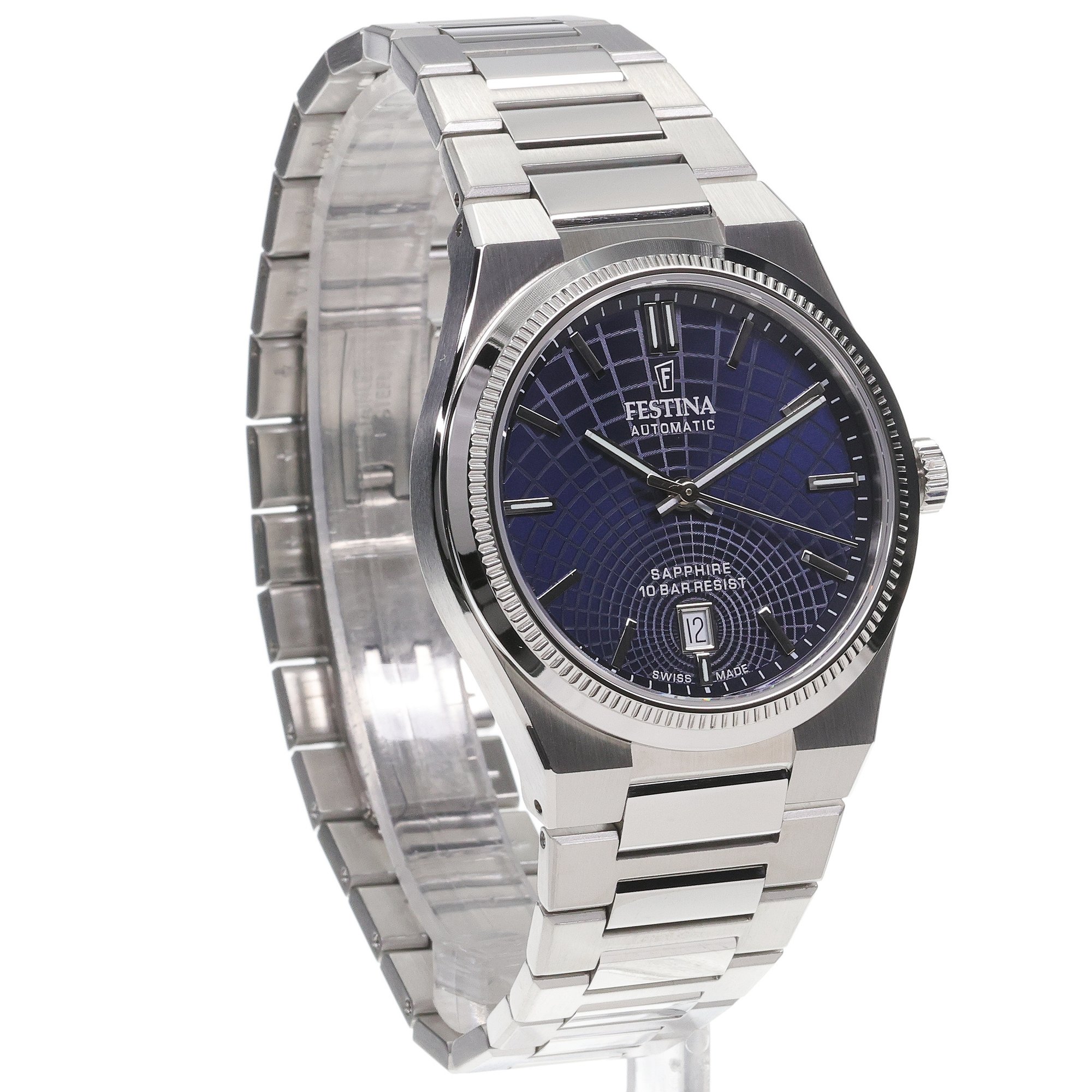 Festina F20083-2 zegarek srebrny klasyczny Swiss Made bransoleta