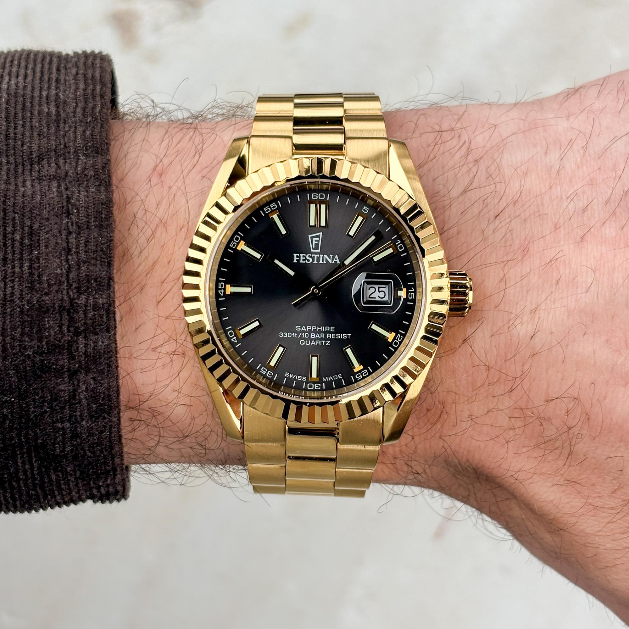 Festina F20086-B zegarek męski klasyczny Swiss Made bransoleta