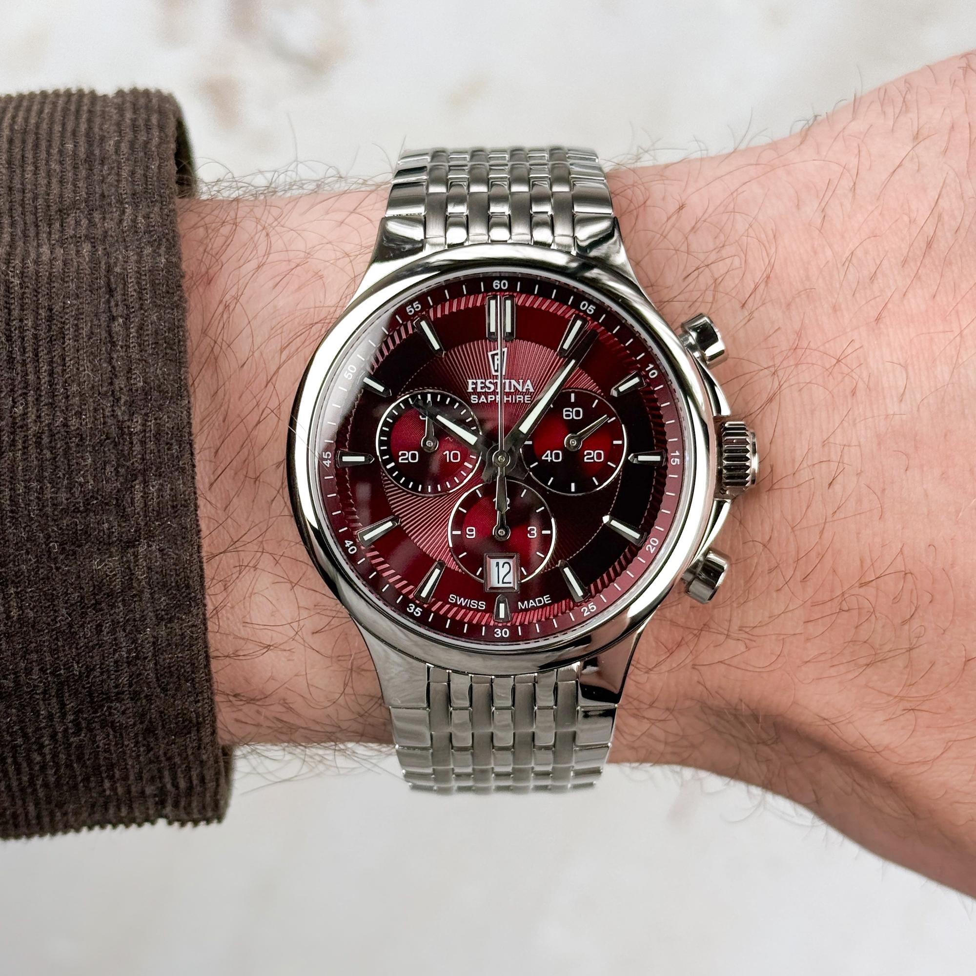 Festina F20093-5 Swiss Made Chrono Swiss Made klasyczny zegarek srebrny - miniatura 9