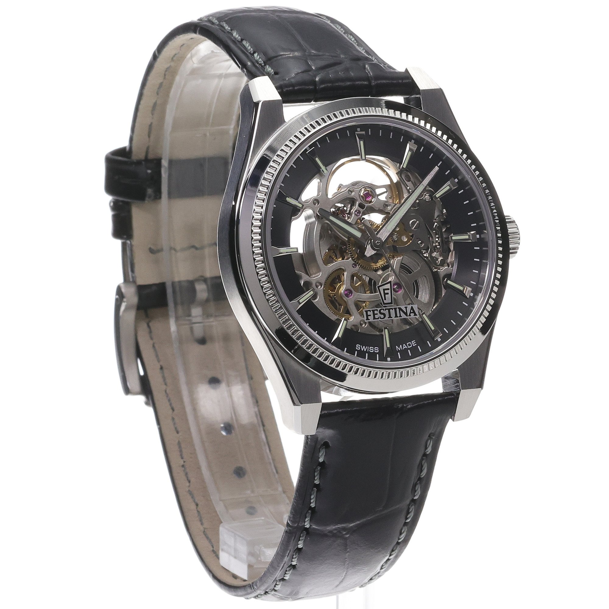 Festina F20095-3 zegarek srebrny klasyczny Swiss Made pasek - miniatura 3