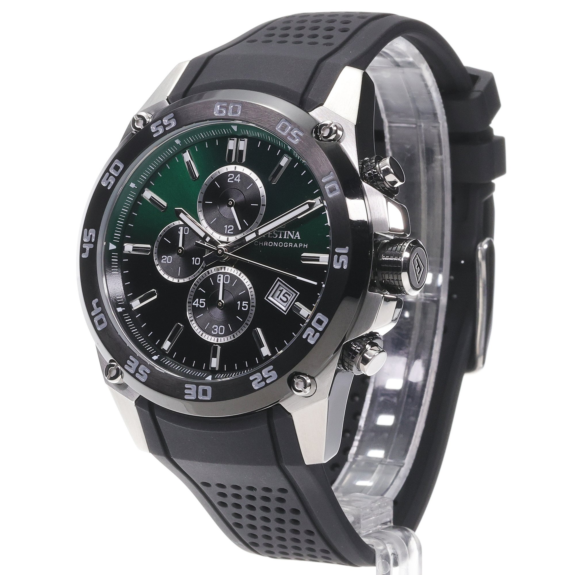 Festina F20330-B zegarek srebrny sportowy Chronograf pasek - miniatura 2