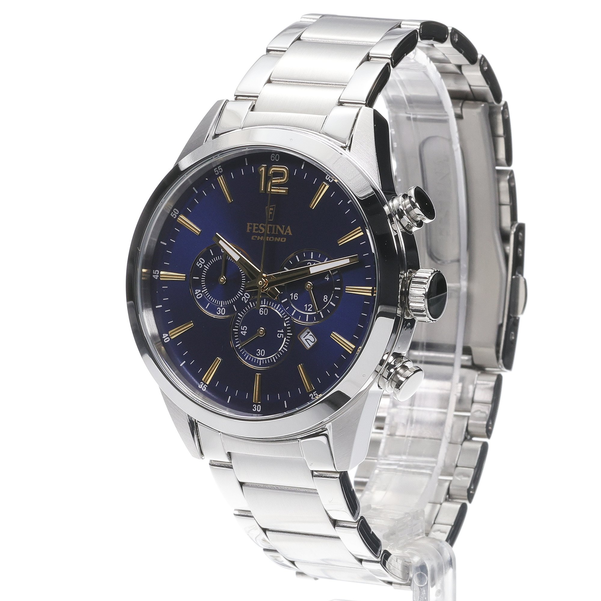 Festina F20343-2 zegarek srebrny klasyczny Chronograf bransoleta - miniatura 2