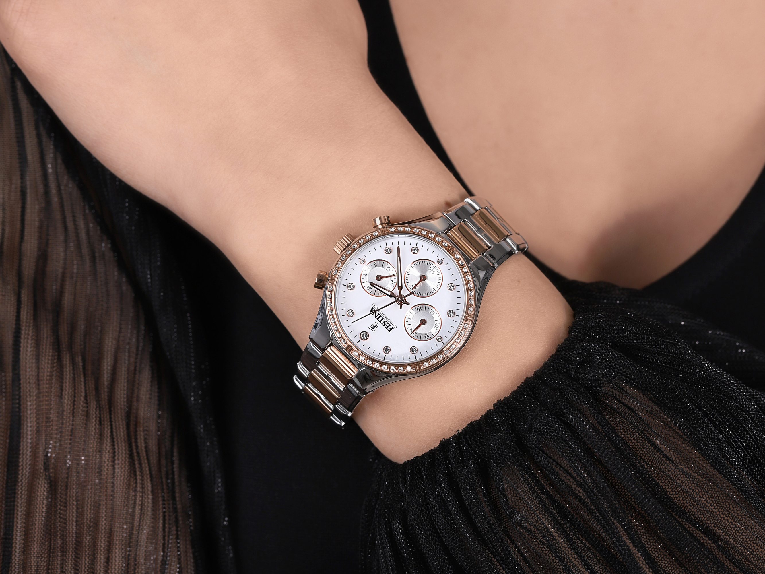 Festina F20403-1 zegarek srebrny Boyfriend bransoleta - miniatura 2