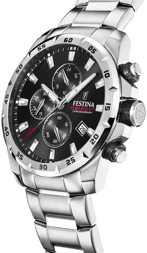 Festina F20463-4 zegarek srebrny sportowy Chronograf bransoleta