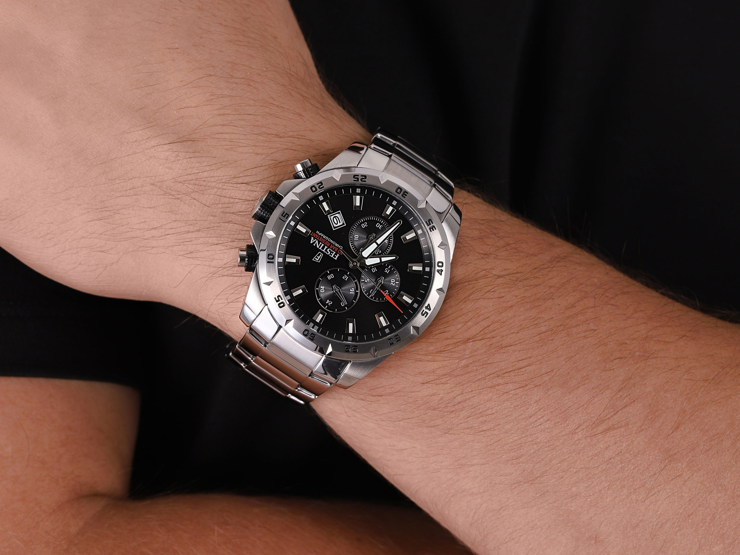 Festina F20463-4 zegarek srebrny sportowy Chronograf bransoleta