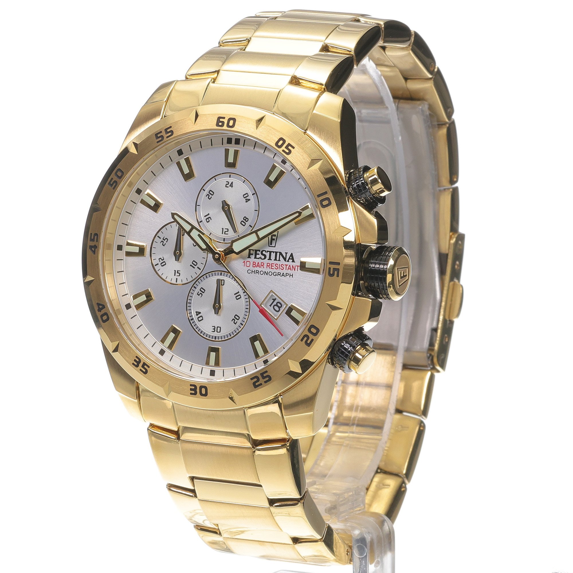 Festina F20541-1 zegarek złoty sportowy Chronograf bransoleta - miniatura 2