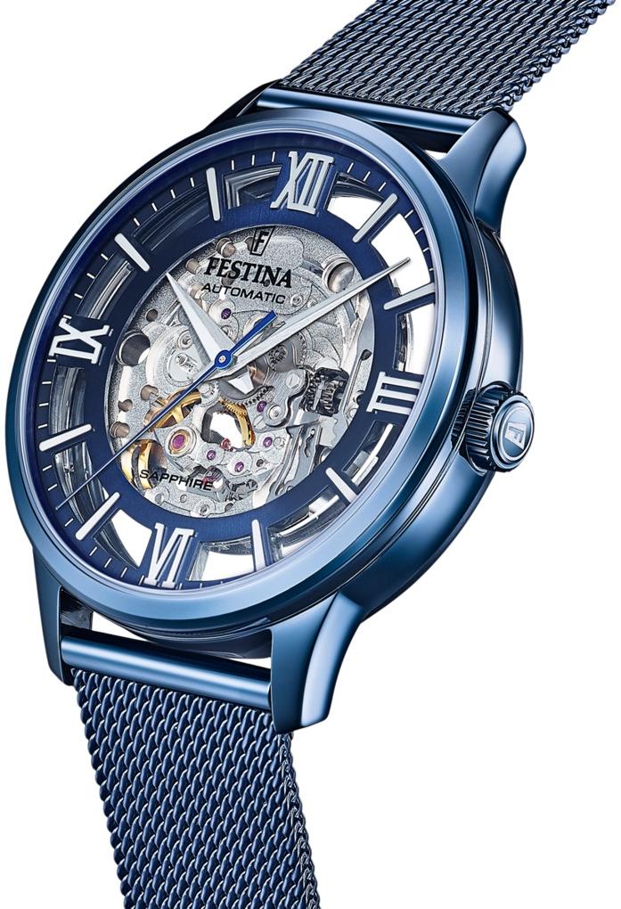 Festina F20574-1 zegarek niebieski klasyczny Automatic bransoleta - miniatura 5