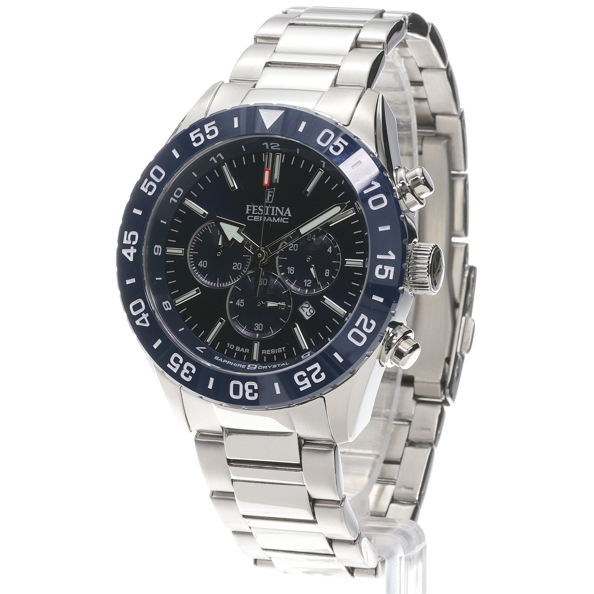 Festina F20575-2 zegarek srebrny sportowy Ceramic bransoleta