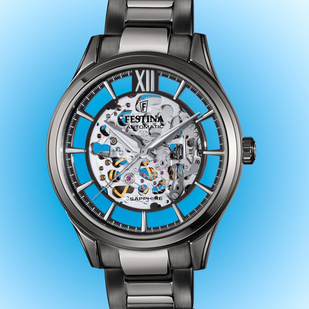Festina F20632-1 zegarek czarny klasyczny Automatic bransoleta - miniatura 5