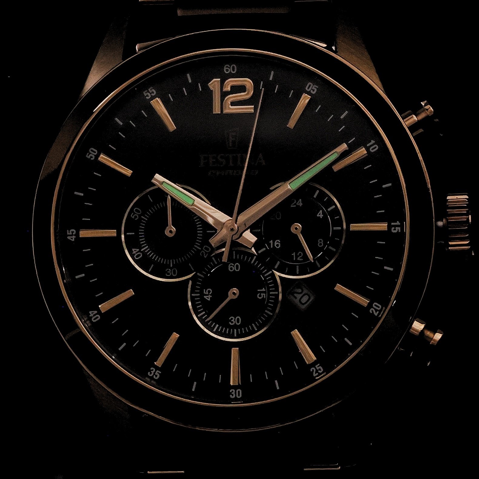 Festina F20633-3 zegarek złoty sportowy Chronograf bransoleta