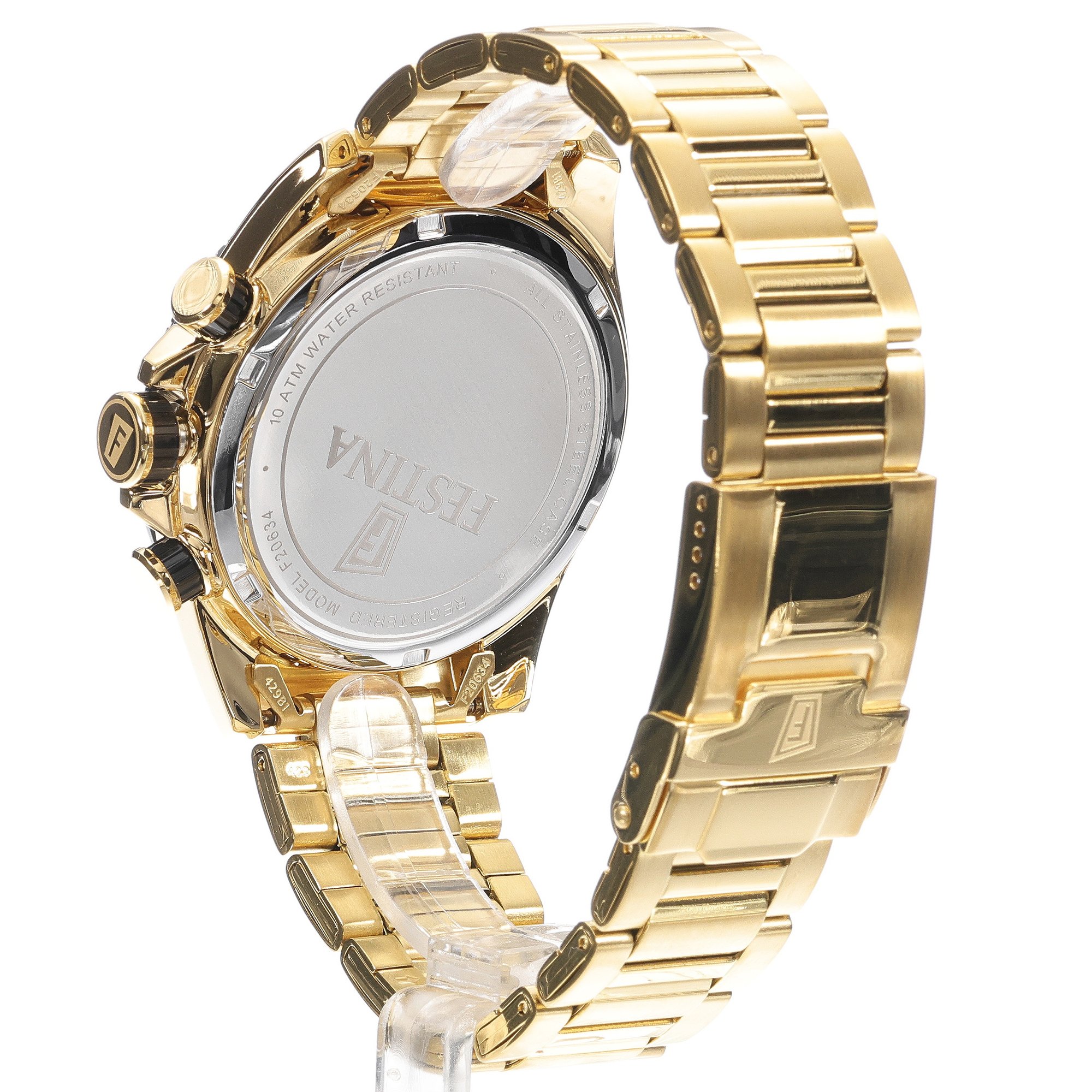 Festina F20634-4 zegarek złoty sportowy Chronograf bransoleta