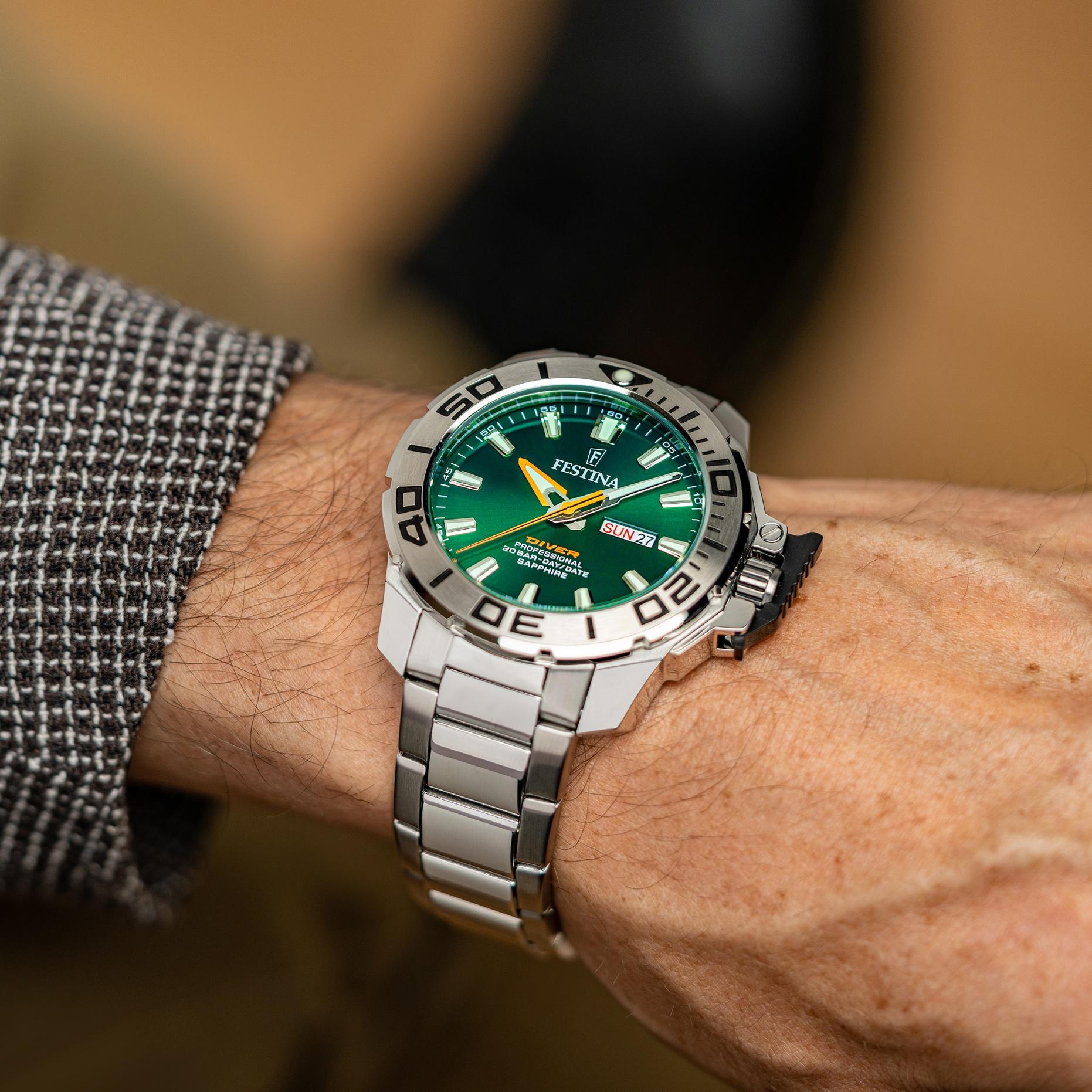 Festina F20665-2 zegarek srebrny klasyczny Diver bransoleta
