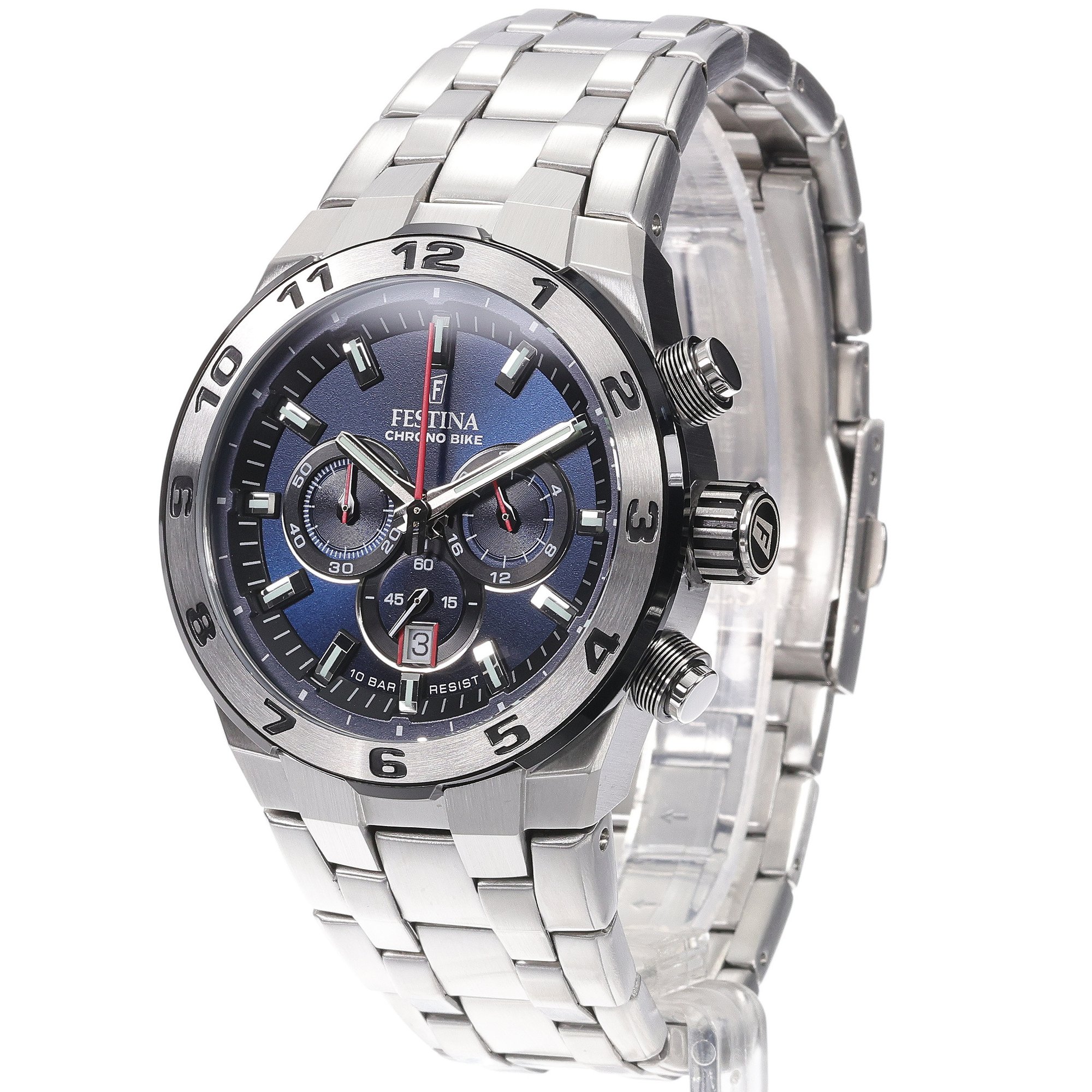 Festina F20670-1 zegarek srebrny sportowy Chrono Bike bransoleta