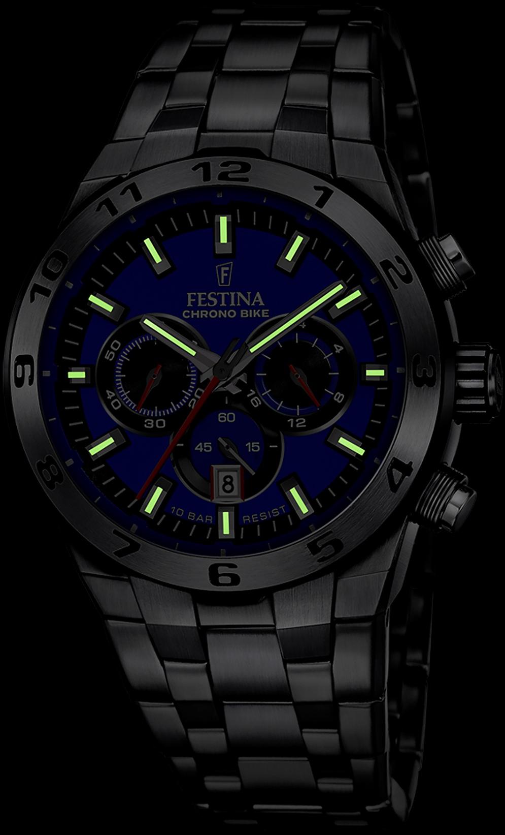 Festina F20670-3 zegarek srebrny sportowy Chrono Bike bransoleta