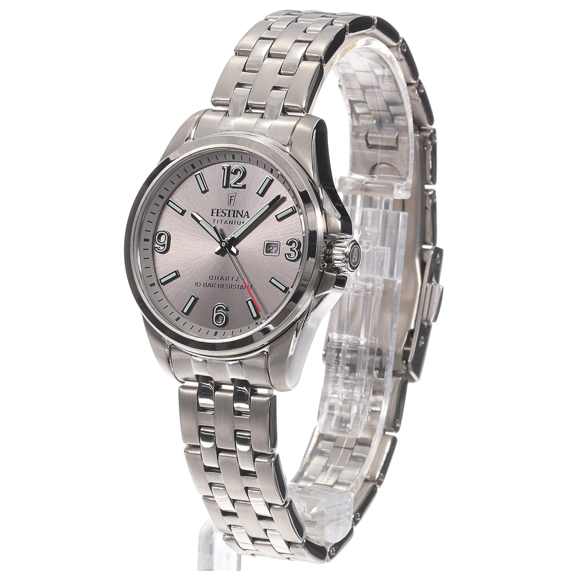 Festina F20697-2 zegarek szary klasyczny Titanium bransoleta