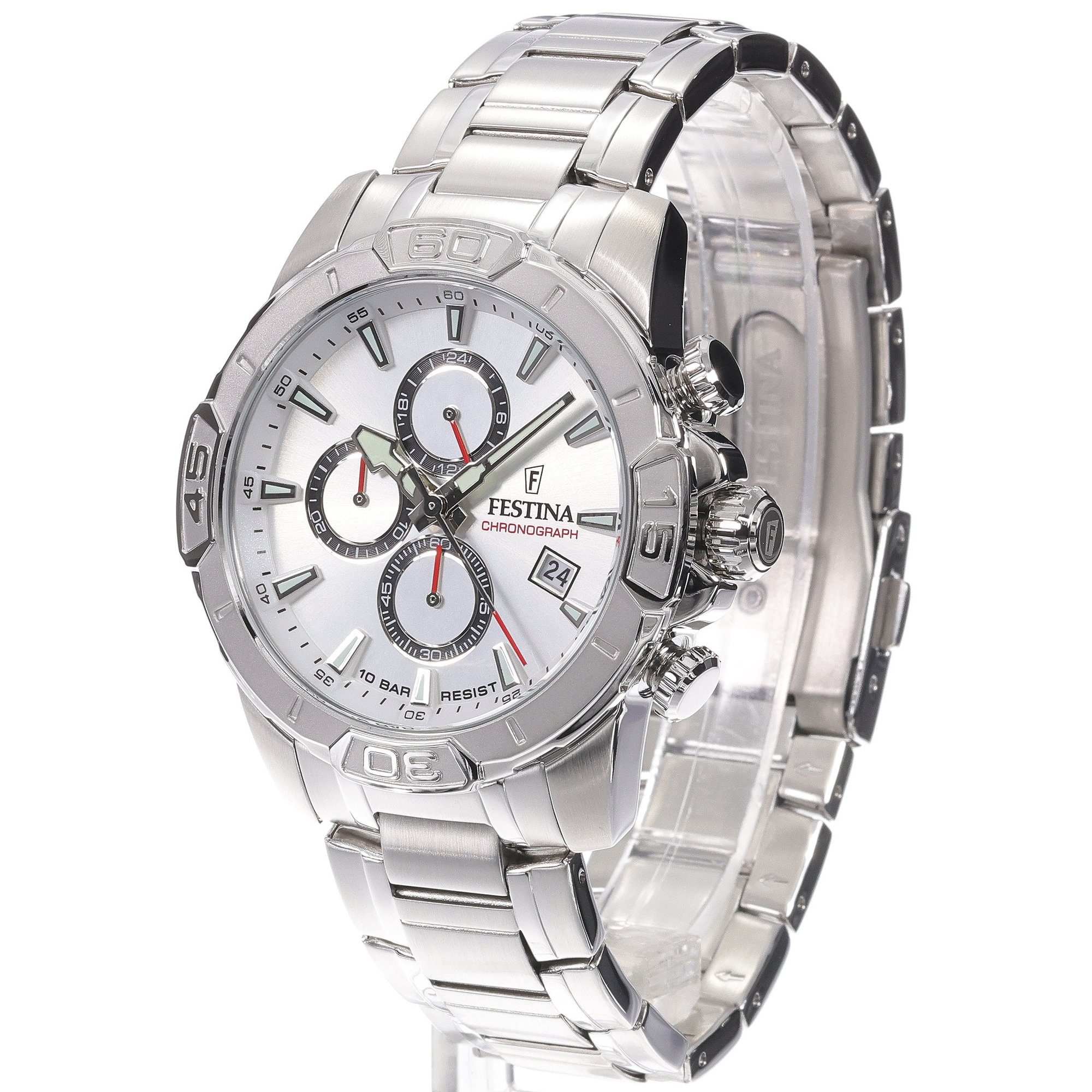 Festina F20704-1 zegarek srebrny Timeless Chronograph bransoleta