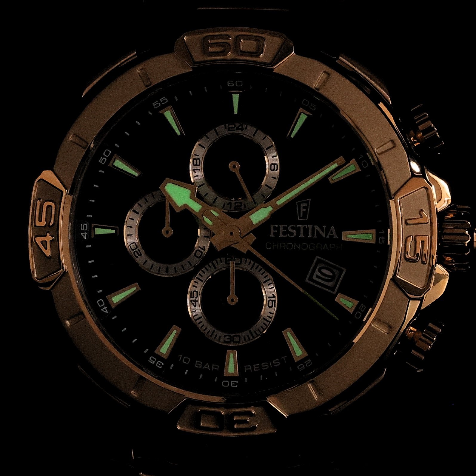 Festina F20705-5 zegarek złoty Timeless Chronograph bransoleta