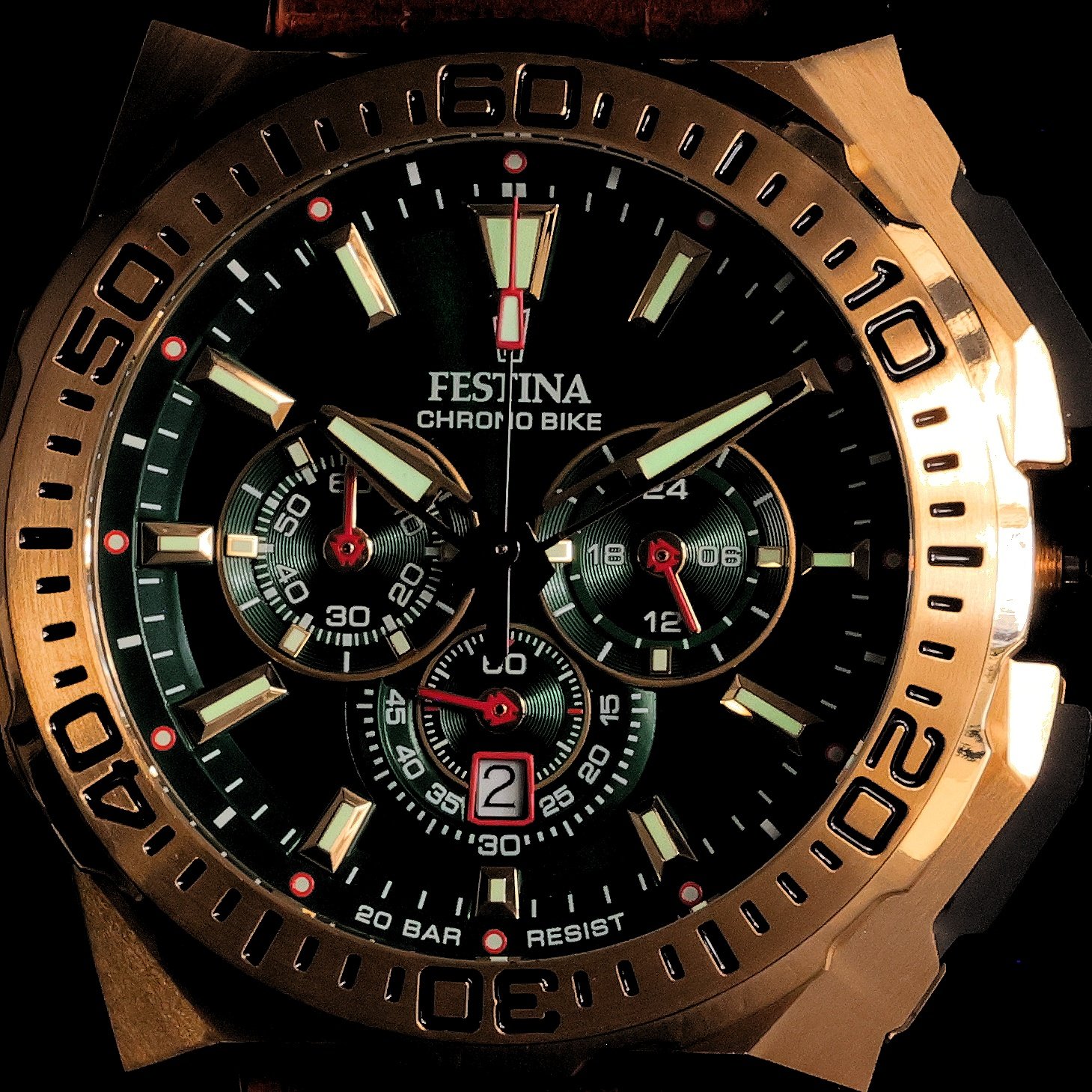 Festina F20728-2 zegarek złoty typudiver Chrono Bike pasek