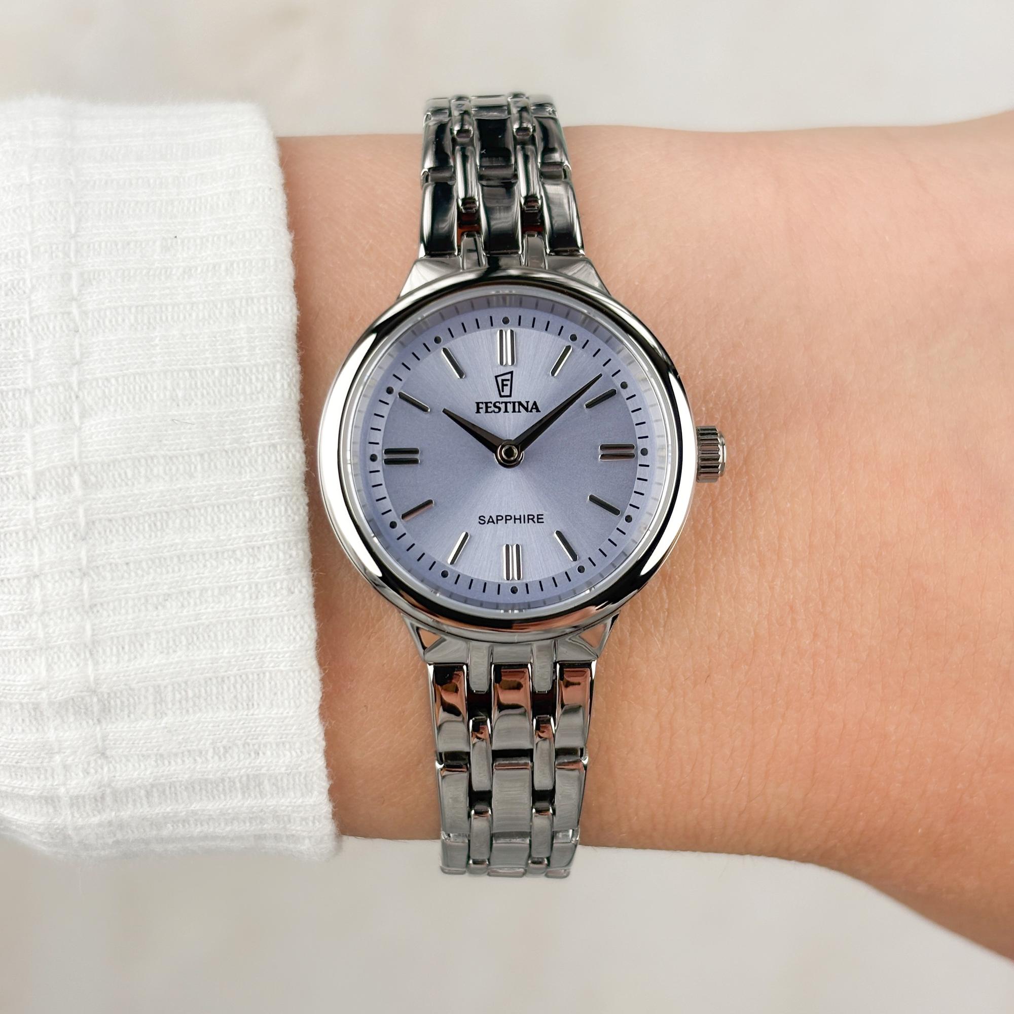 Festina F20744-3 zegarek srebrny klasyczny Mademoiselle bransoleta
