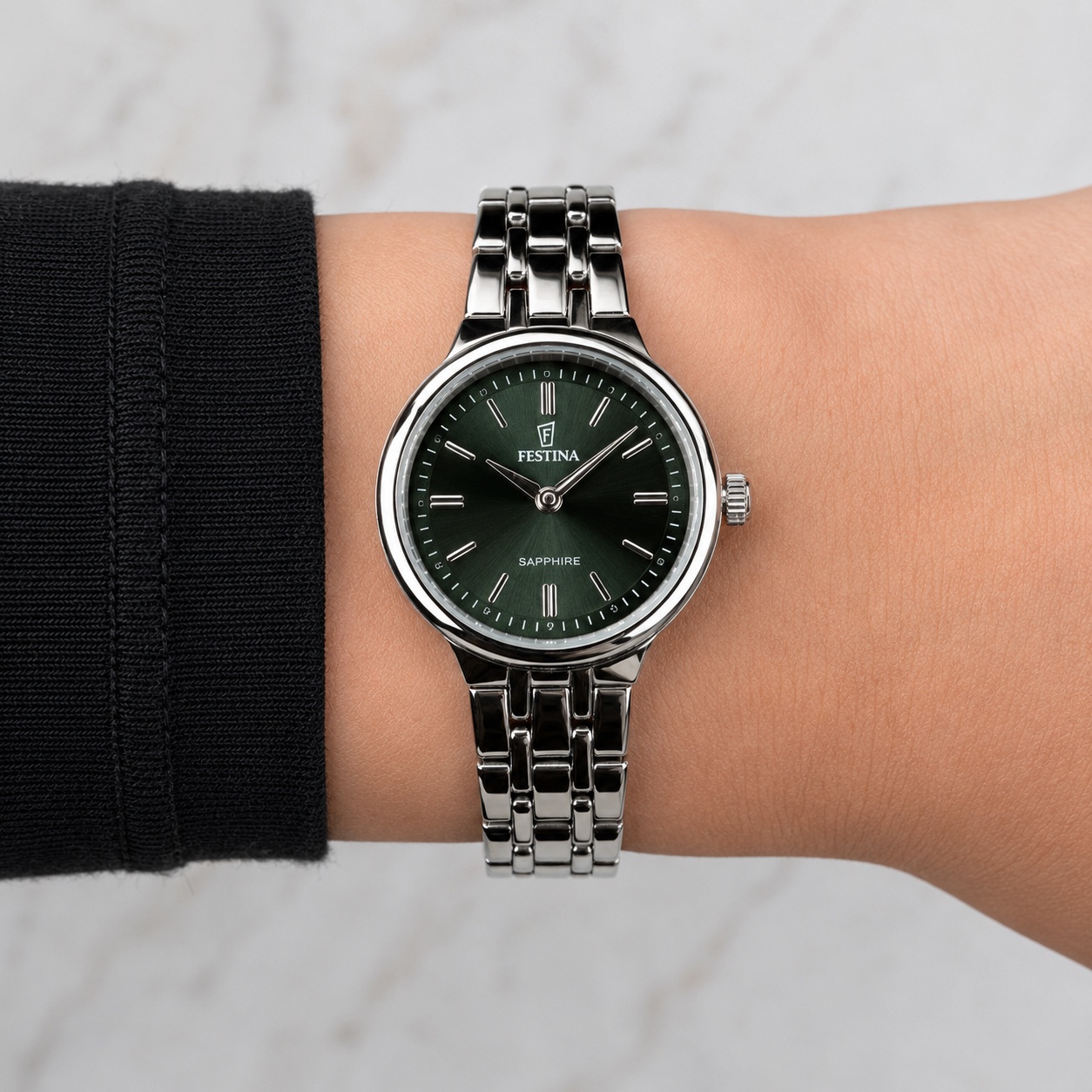Festina F20744-4 zegarek srebrny klasyczny Mademoiselle bransoleta