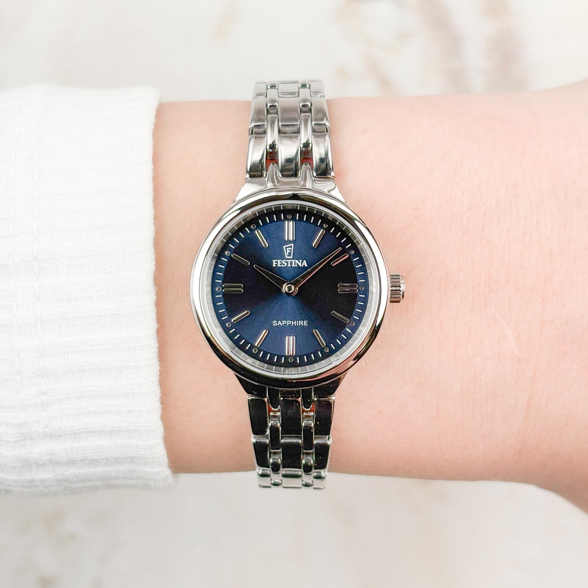 Festina F20744-5 zegarek srebrny klasyczny Mademoiselle bransoleta
