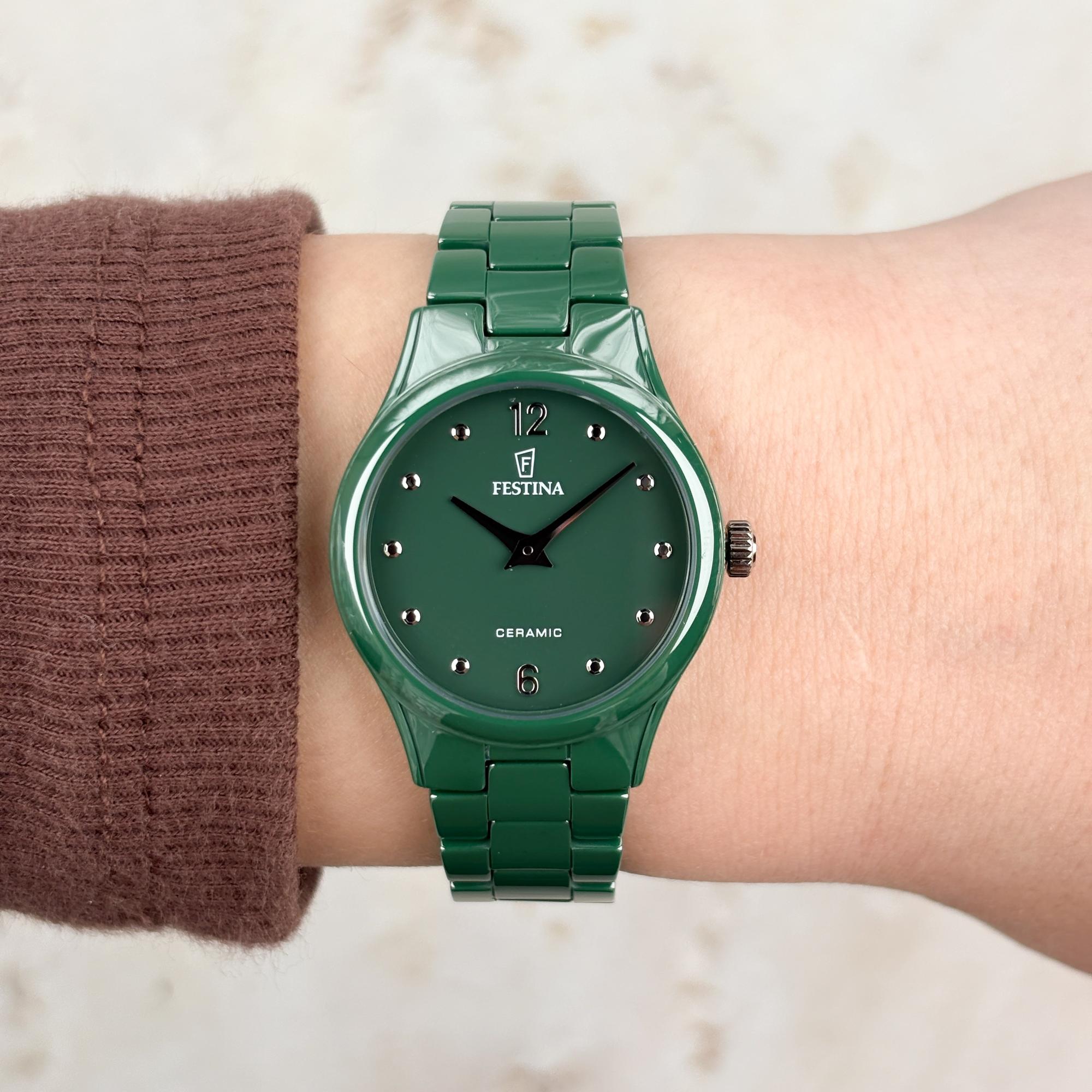 Festina F20751-6 Ceramic Ceramic klasyczny zegarek zielony - miniatura 8
