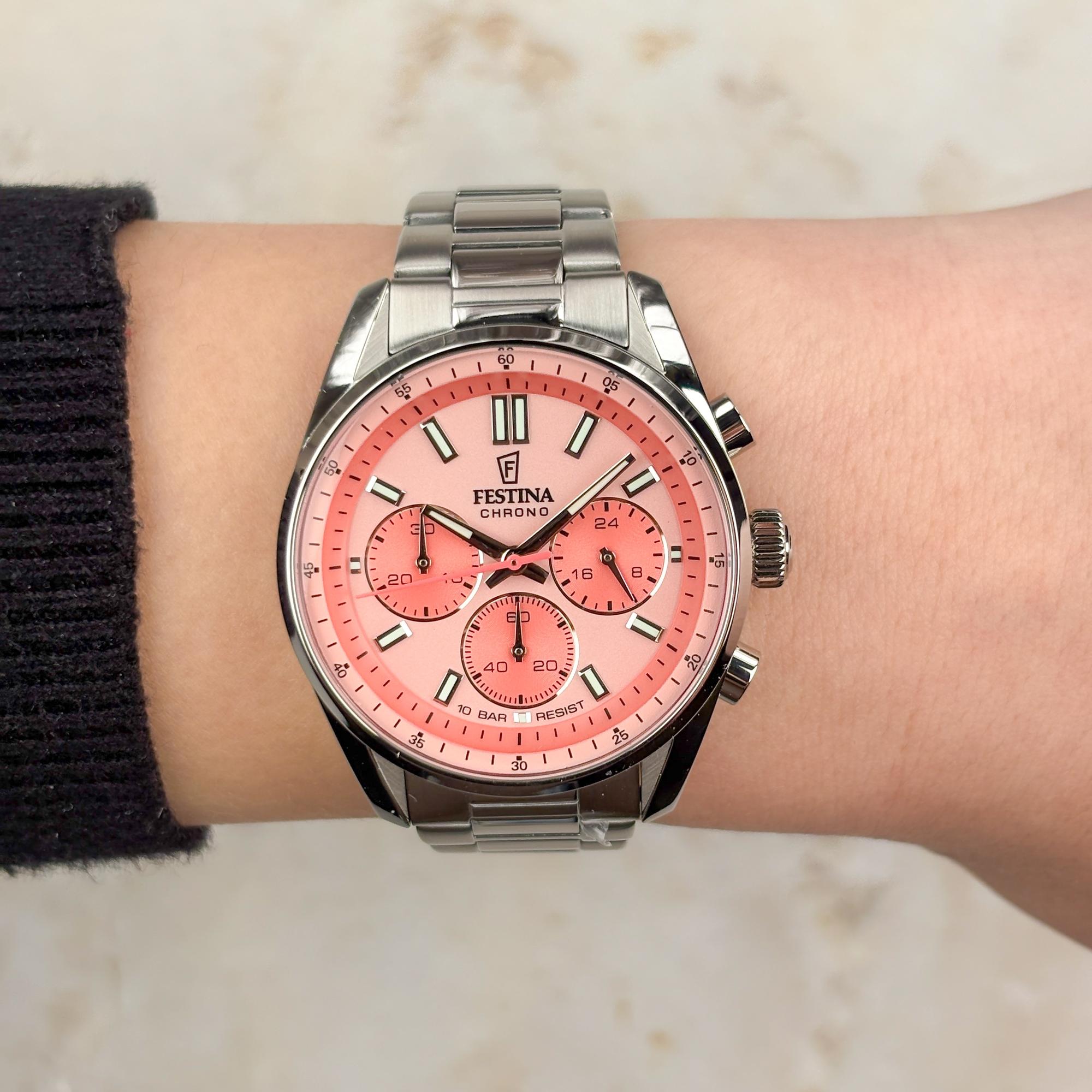 Festina F20753-4 Boyfriend Chrono Boyfriend sportowy zegarek srebrny