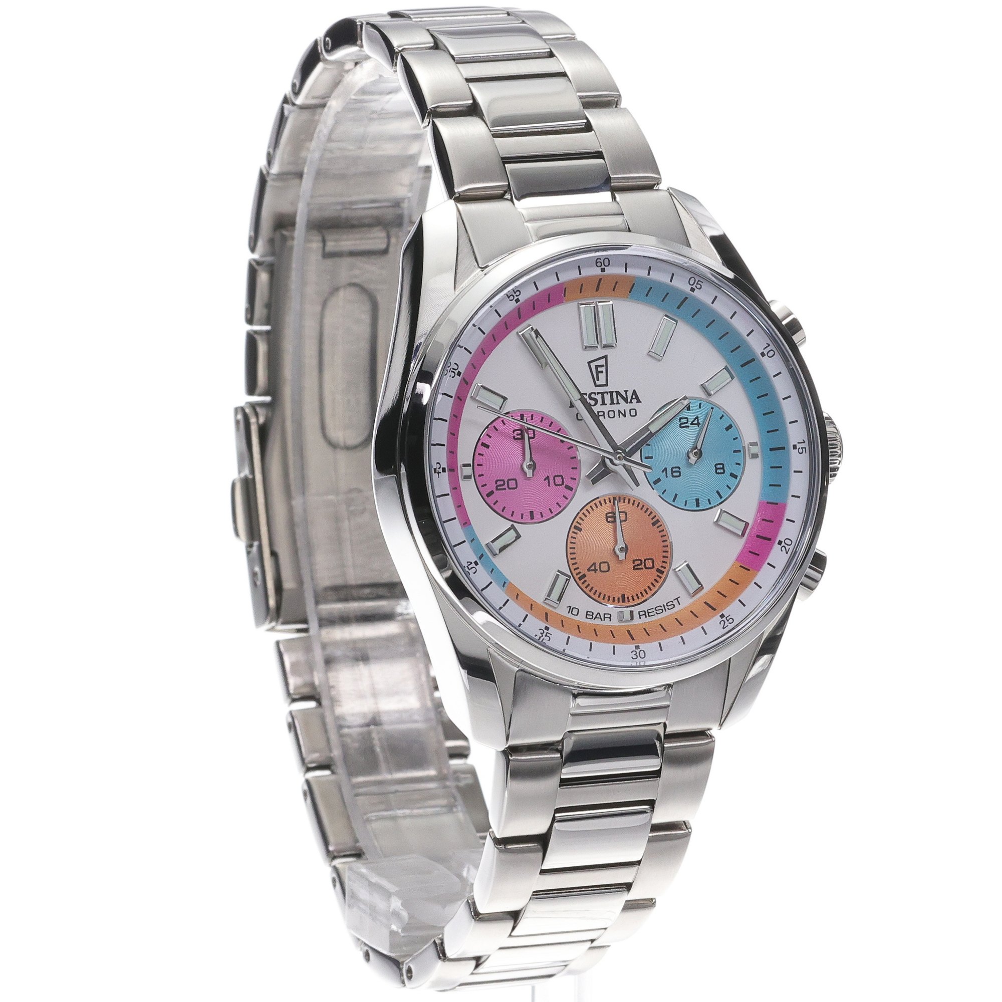 Festina F20753-7 zegarek srebrny sportowy Boyfriend bransoleta