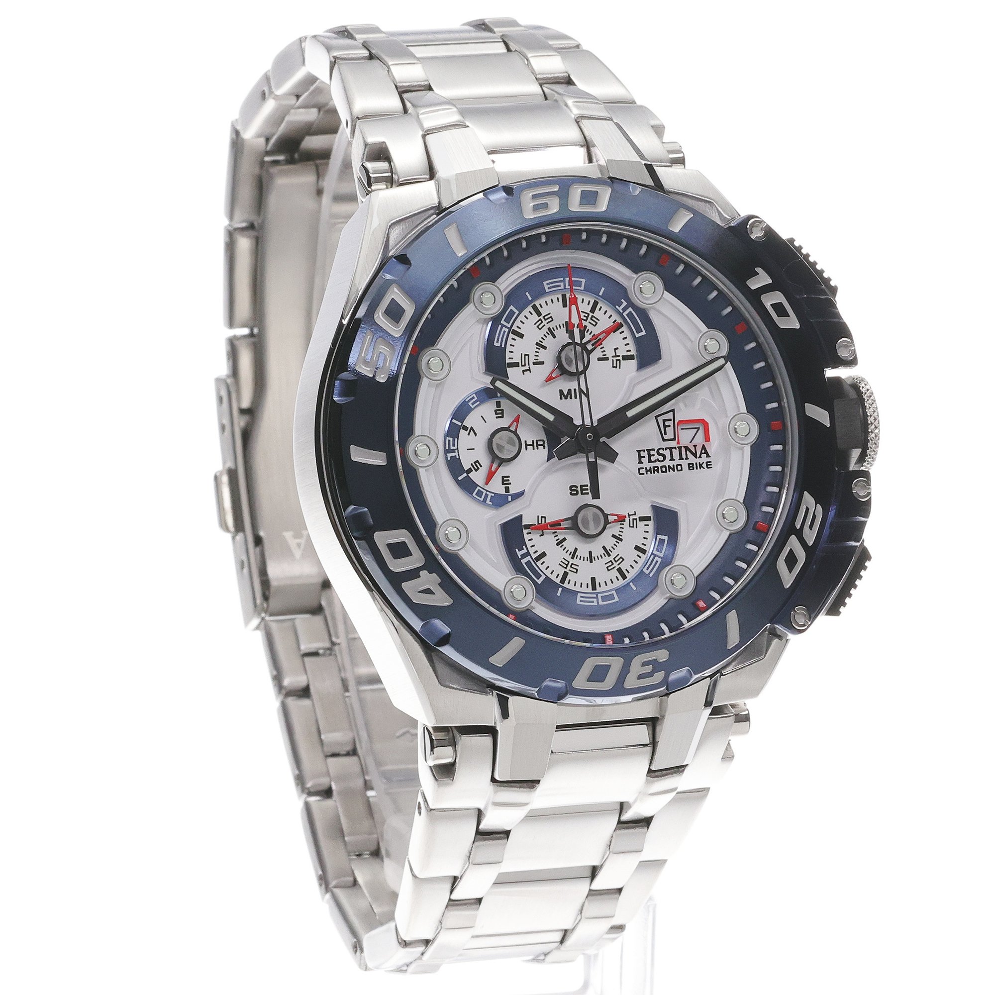 Festina F20754-1 zegarek srebrny sportowy Chrono Bike bransoleta