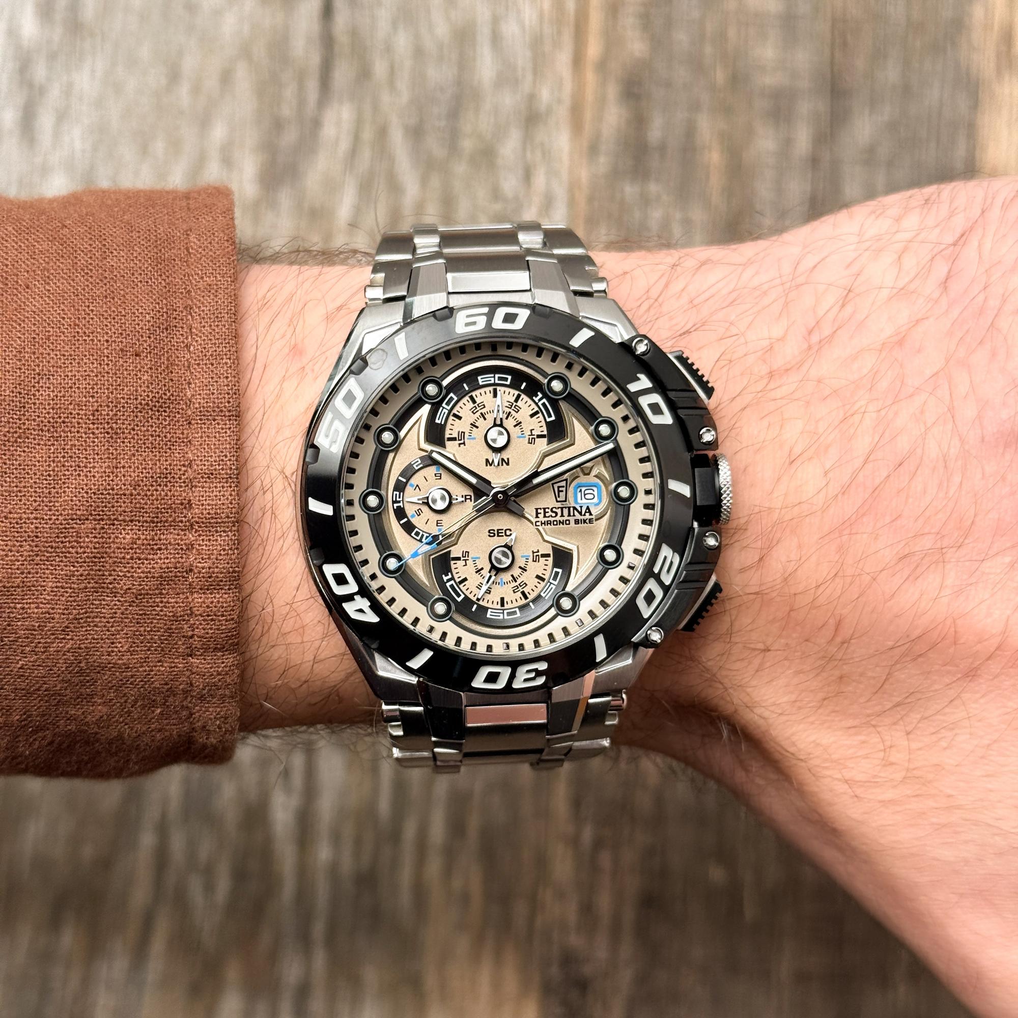 Festina F20754-2 zegarek srebrny sportowy Chrono Bike bransoleta - miniatura 8
