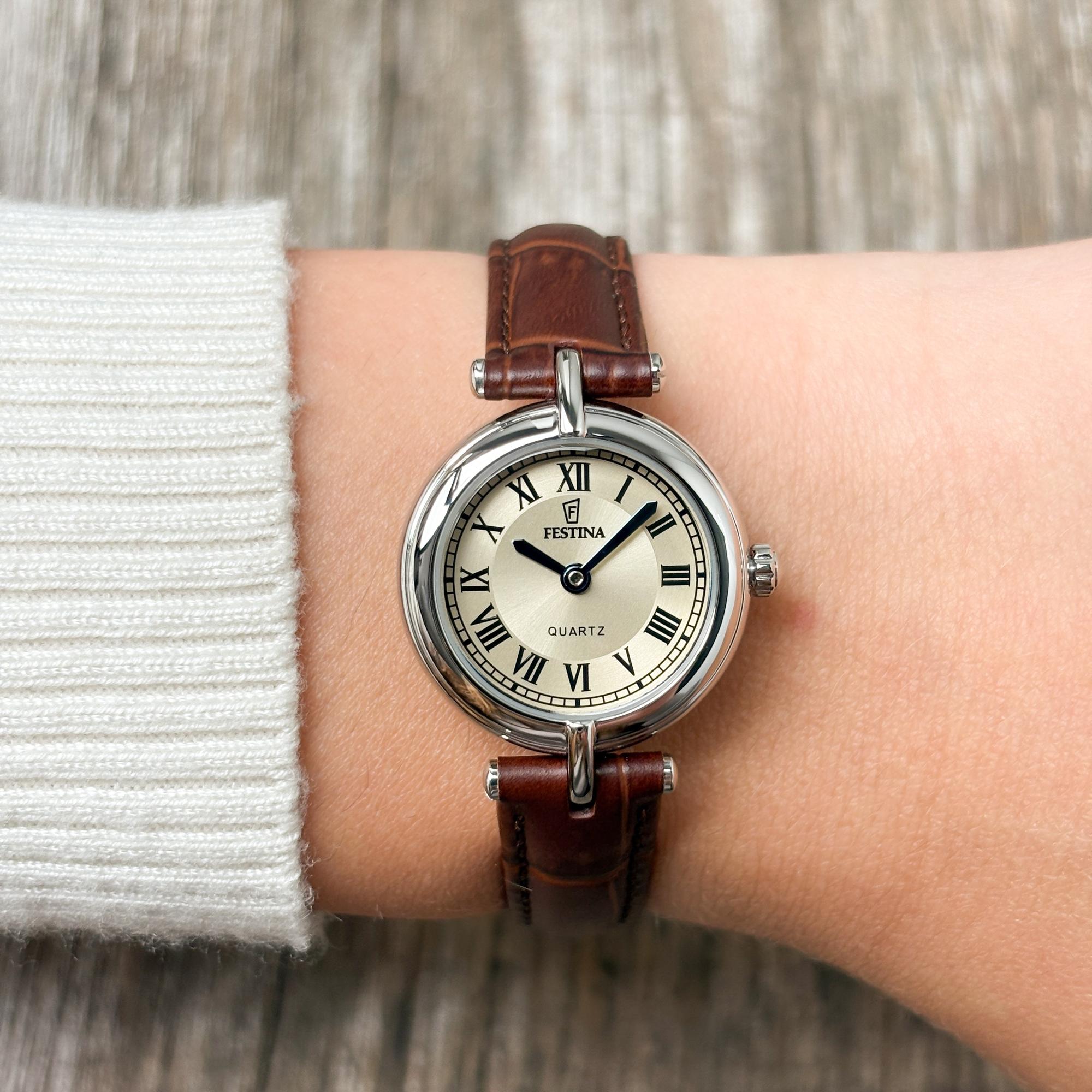 Festina F20787-2 zegarek srebrny klasyczny Mademoiselle pasek