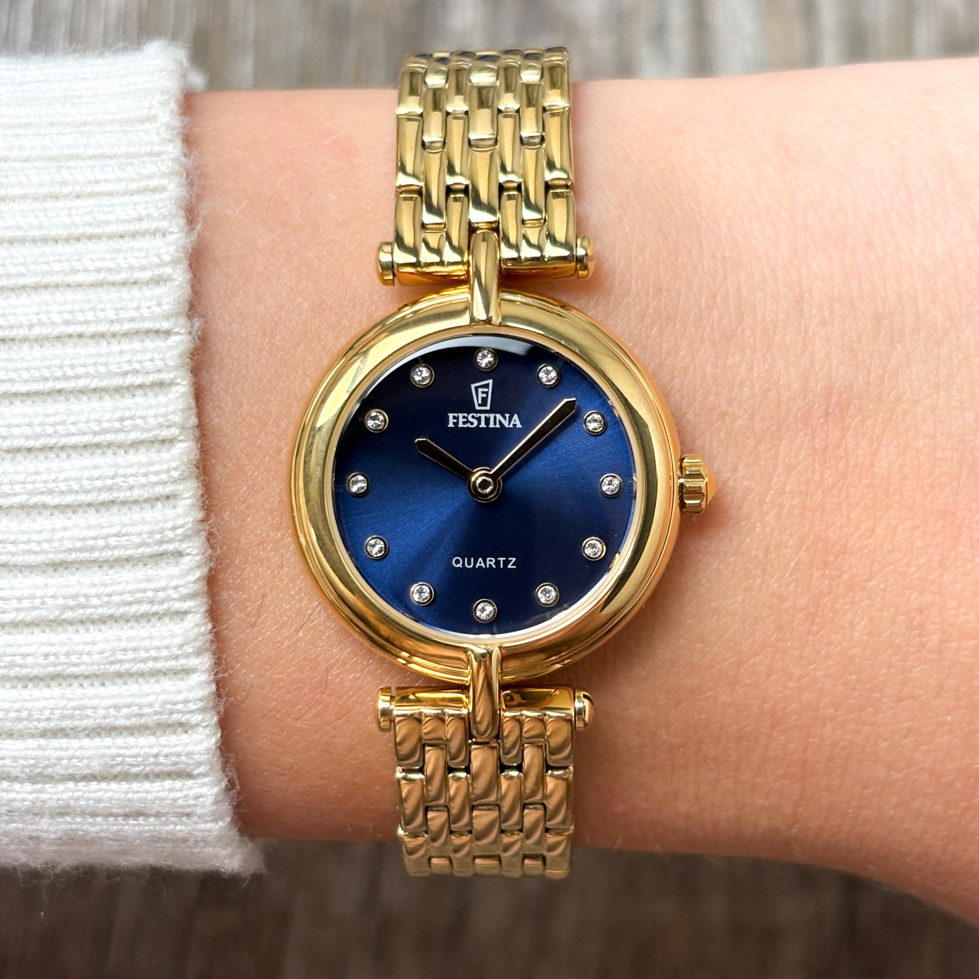 Festina F20790-3 zegarek złoty klasyczny Mademoiselle bransoleta - miniatura 5